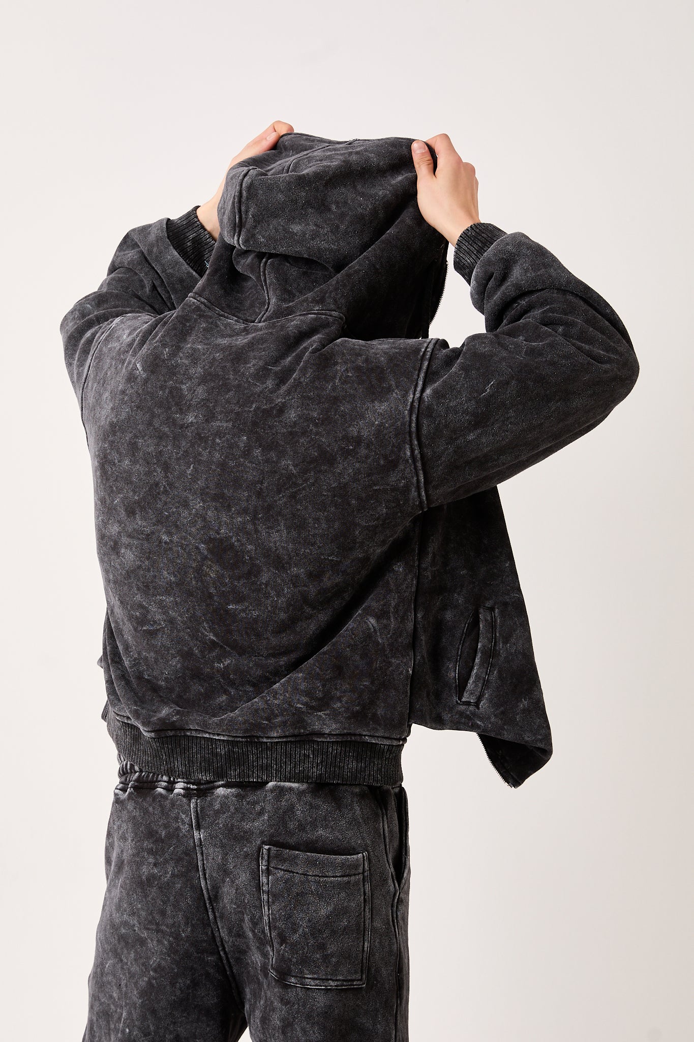 Men's Double-Zip Lined Washed Brushed Fleece Jacket-X-4003