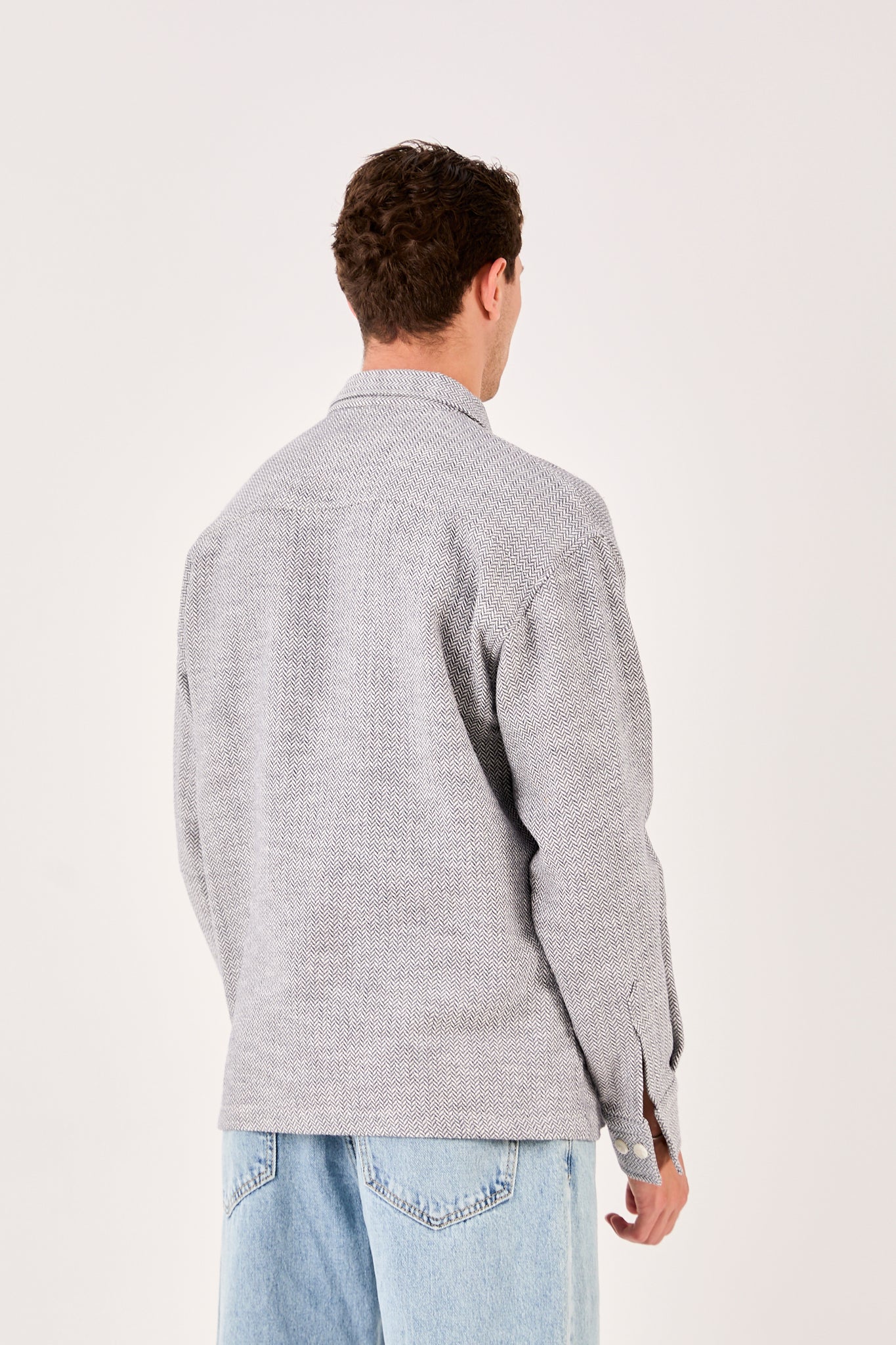 Men’s Long Sleeve Band Collar Shirt with Pocket X-0001
