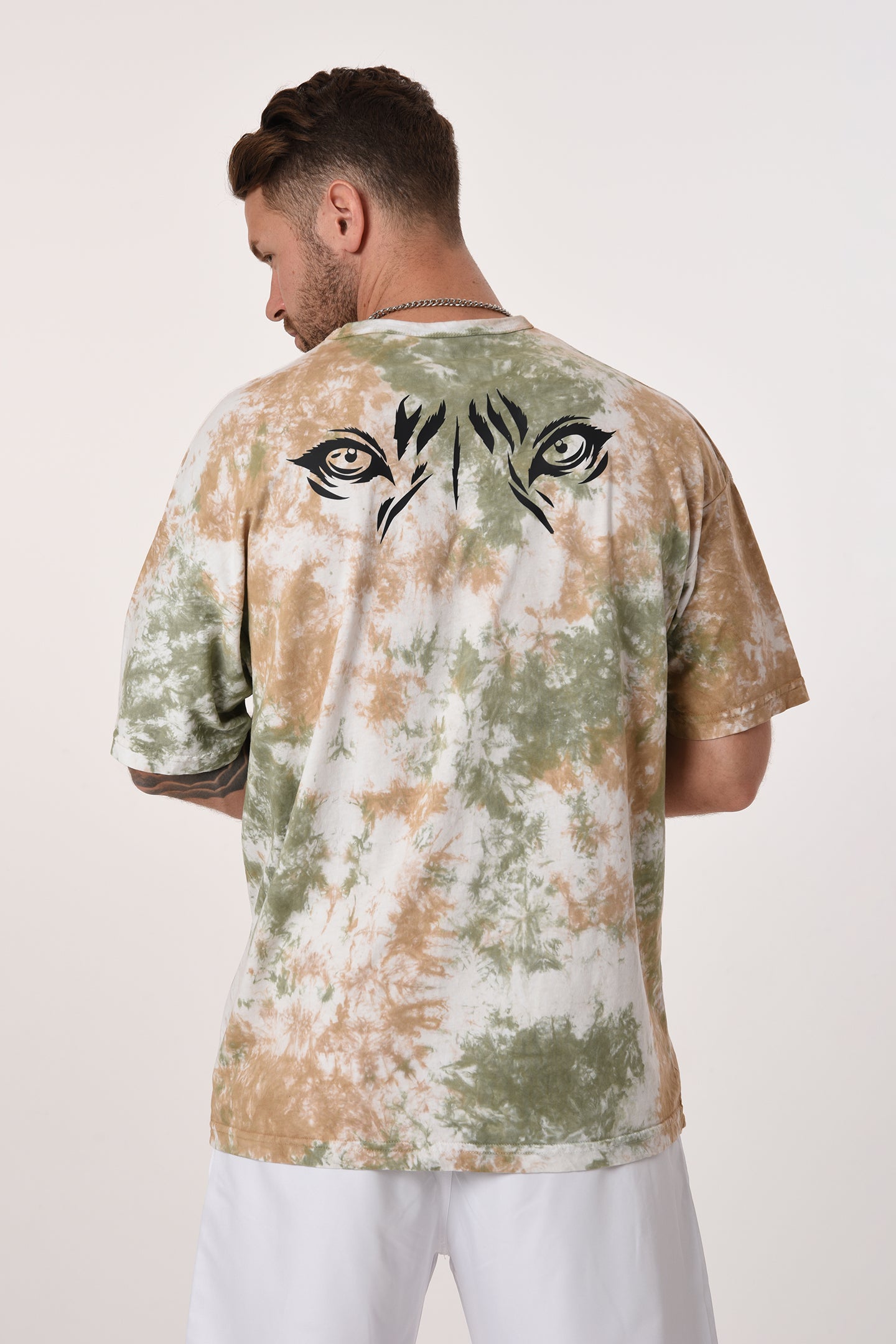 Men's Eye Print Crew Neck Tie-Dye T-Shirt R-5656