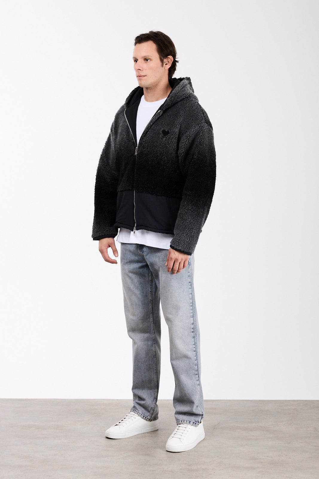 Men’s Gradient Faux Fur Jacket with Wool Lining T-7010