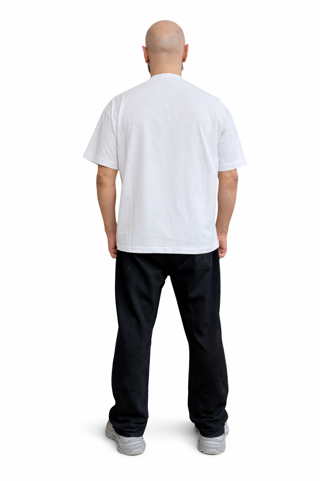 Men’s White Oversized T-Shirt – Embroidered Logo, 100% Cotton-X-4010