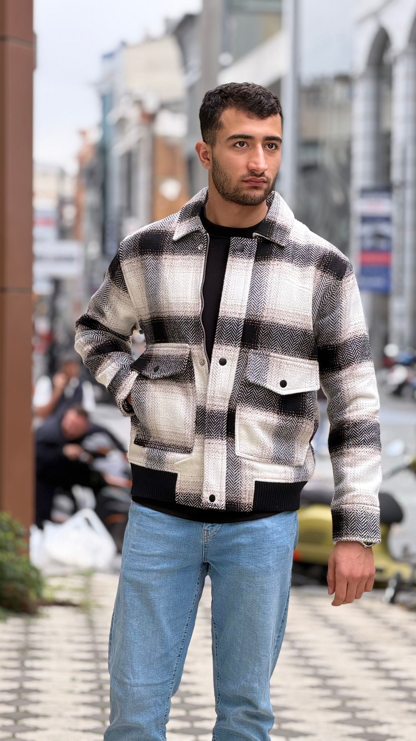 Men's Wool Blend Checked Jacket – X-2036