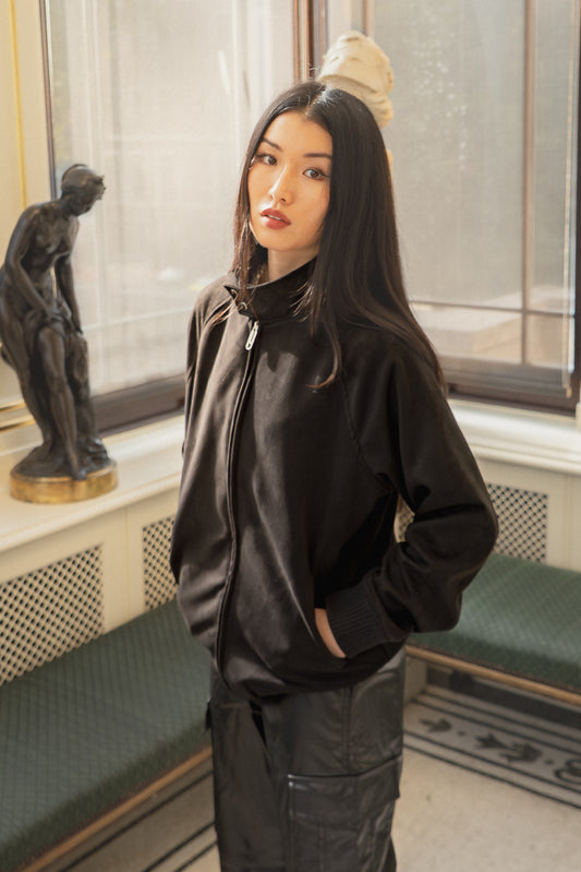 Unisex Soft Suede Zip-Up Bomber Jacket – X-2022