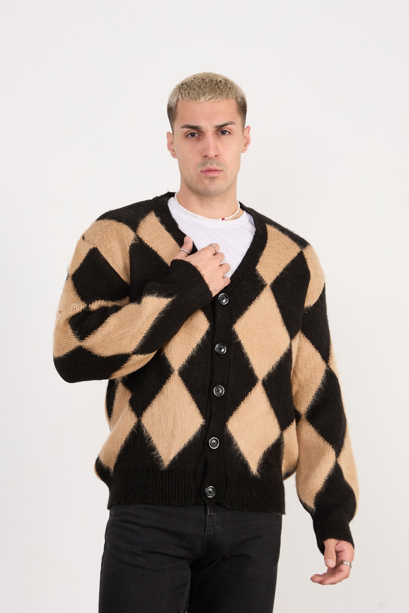 Men’s Argyle Knit Cardigan X-5007