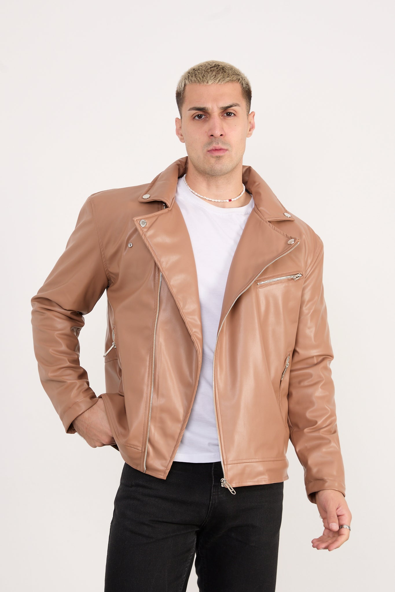Men’s Faux Leather Biker Jacket – Classic Moto Style X-2028