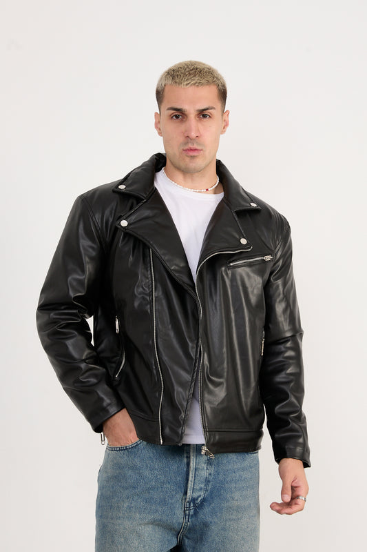 Men’s Faux Leather Biker Jacket – Classic Moto Style X-2028