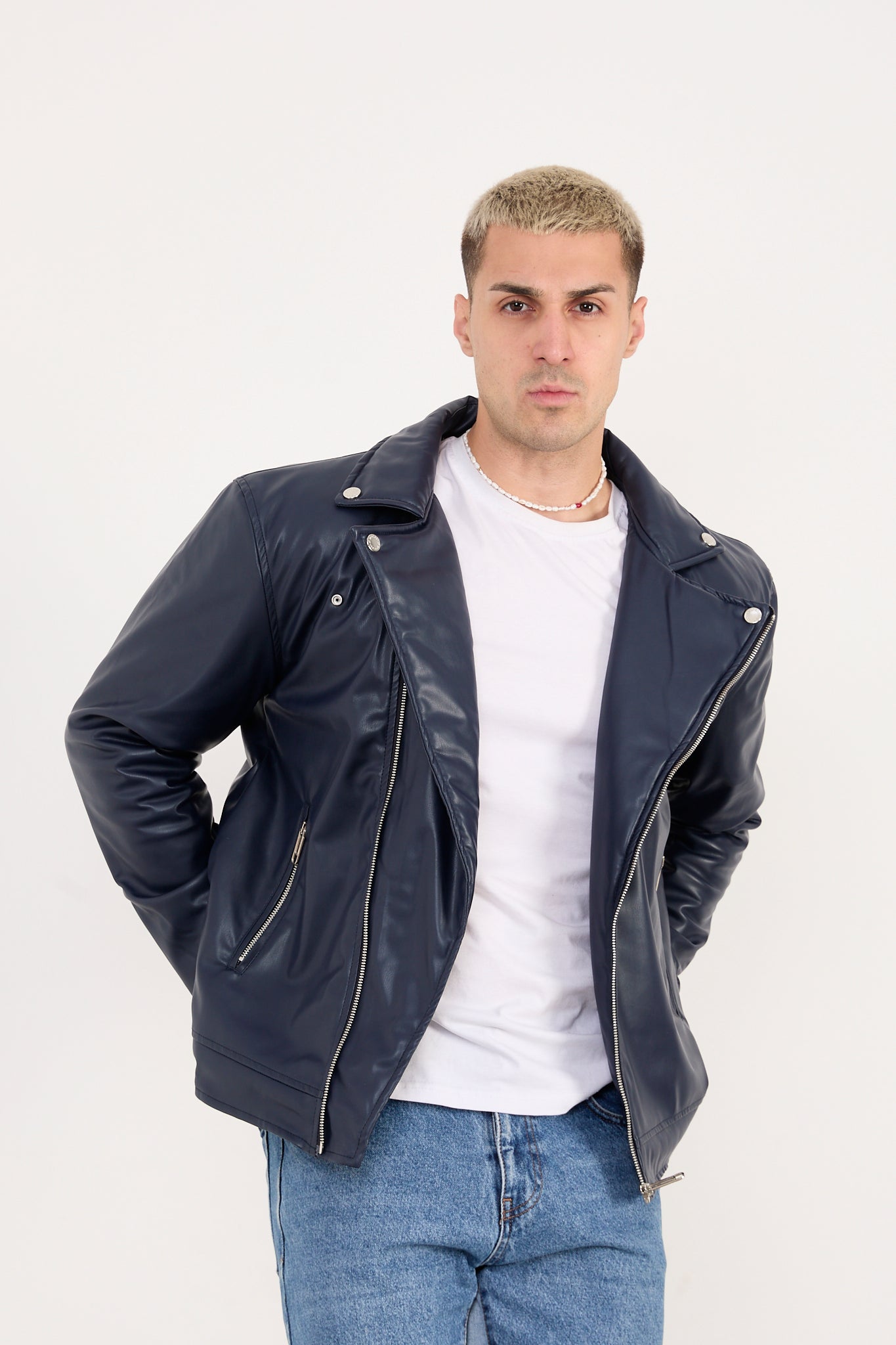 Men’s Faux Leather Biker Jacket – Classic Moto Style X-2028