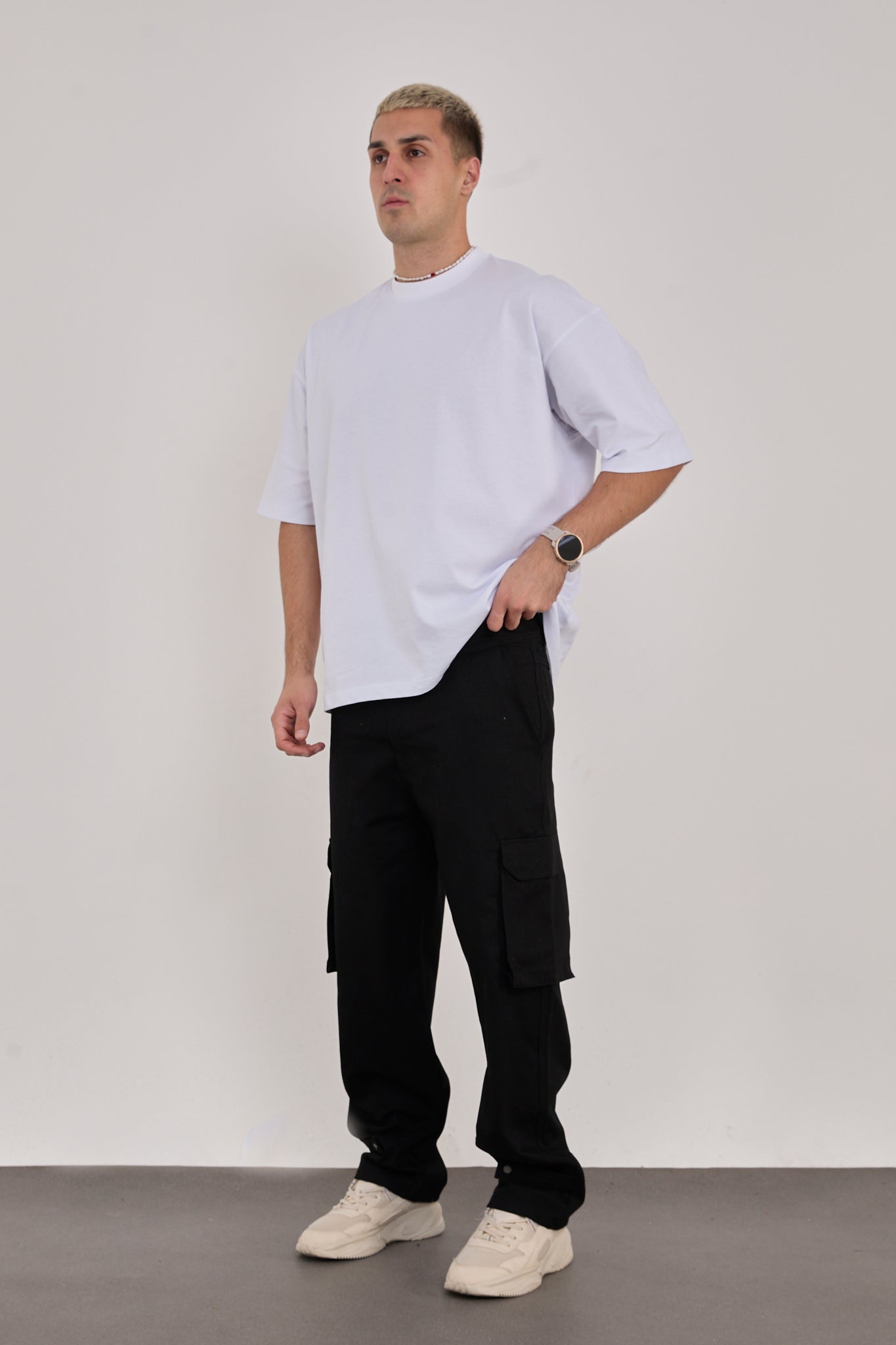Men’s Black Denim Cargo Pants – 100% Cotton, Relaxed Fit-X-1007