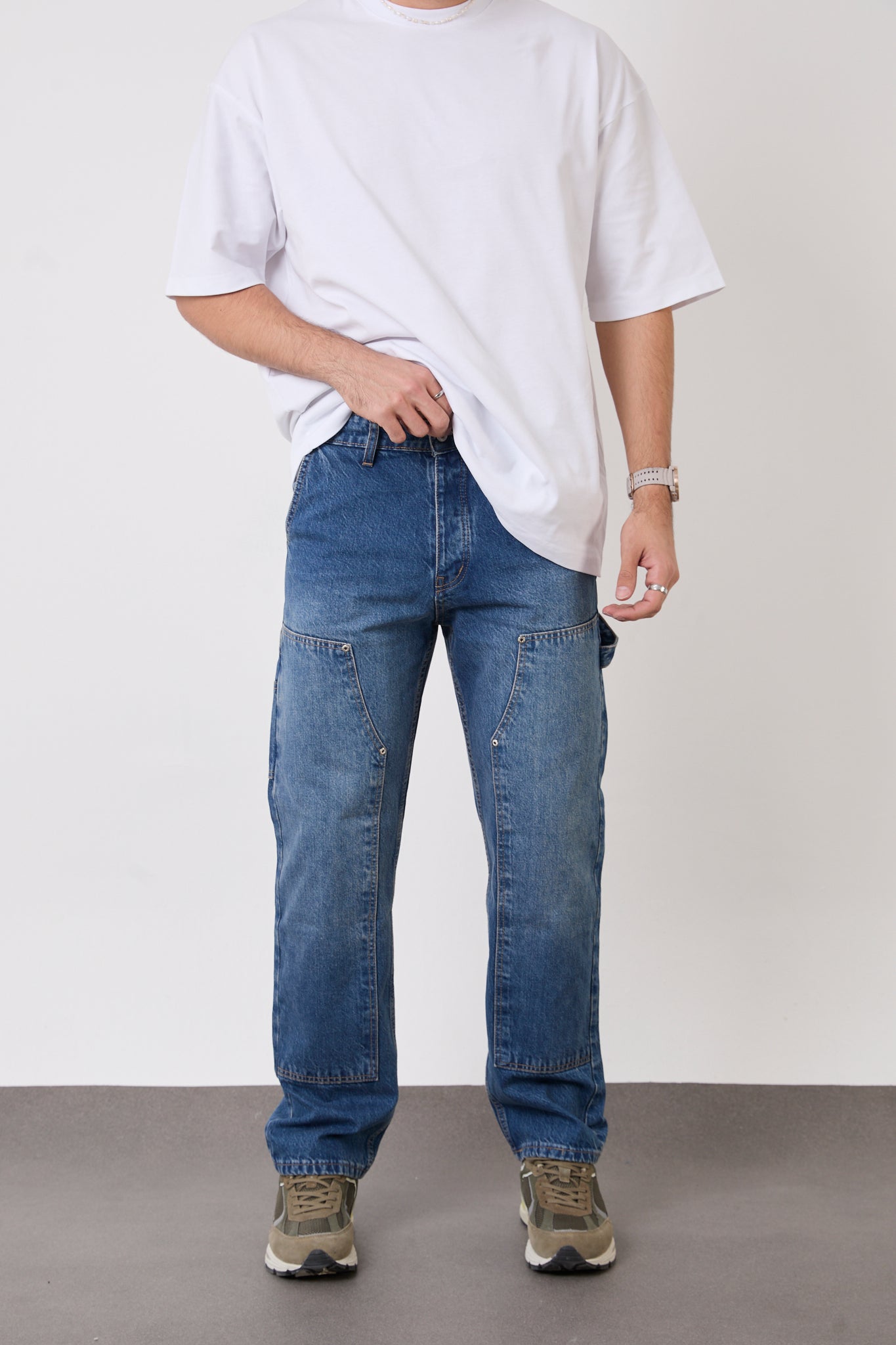 Men’s Blue Denim Jeans – Relaxed Fit Everyday Streetwear Pants-T-3133