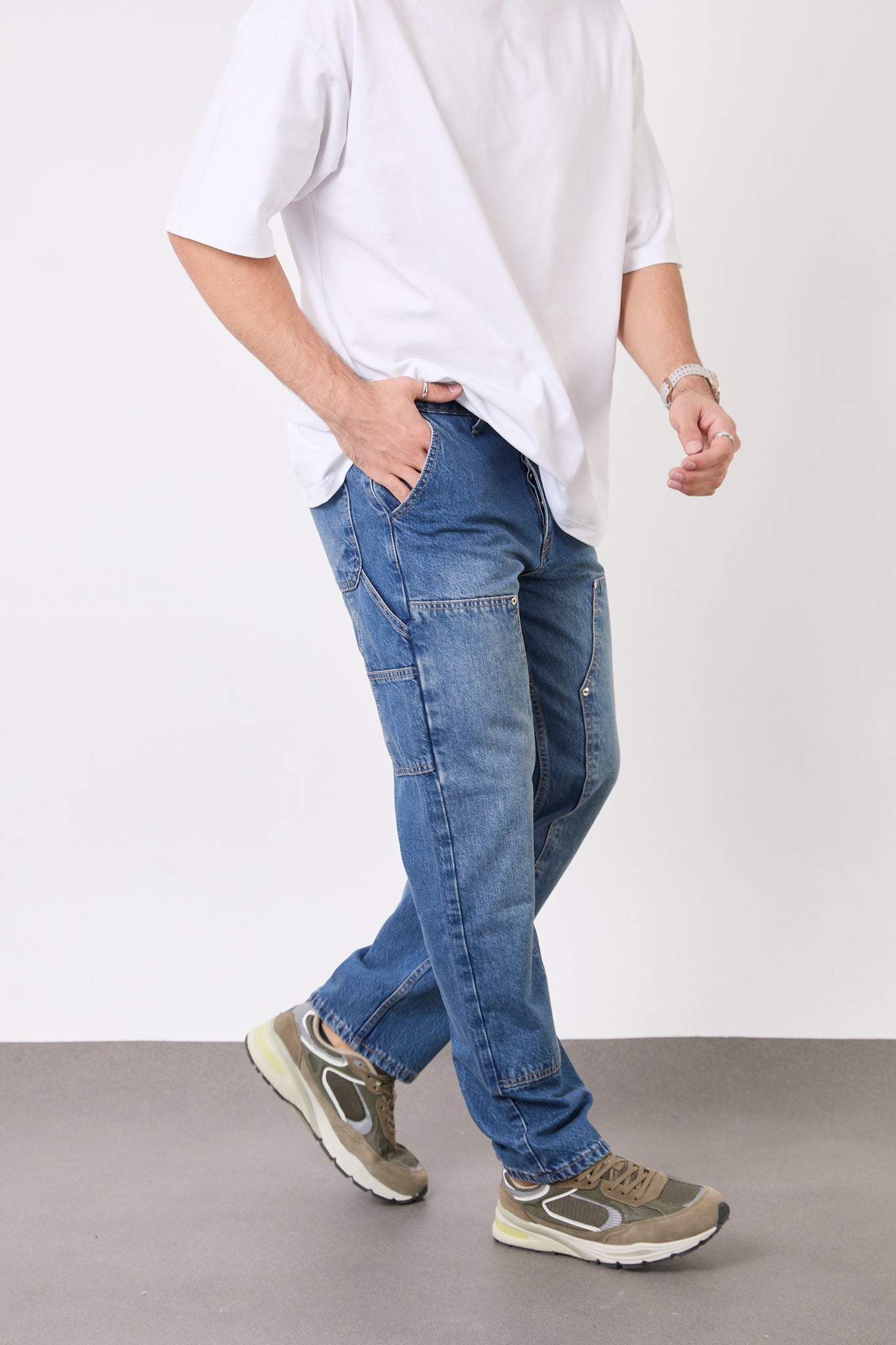 Men’s Blue Denim Jeans – Relaxed Fit Everyday Streetwear Pants-T-3133