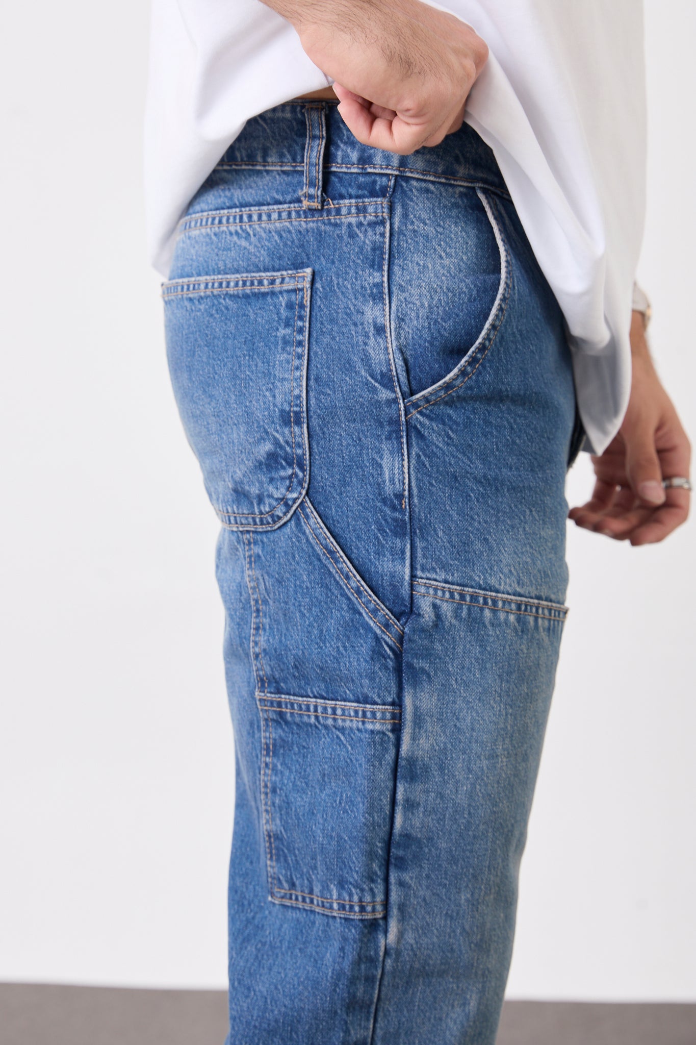 Men’s Blue Denim Jeans – Relaxed Fit Everyday Streetwear Pants-T-3133