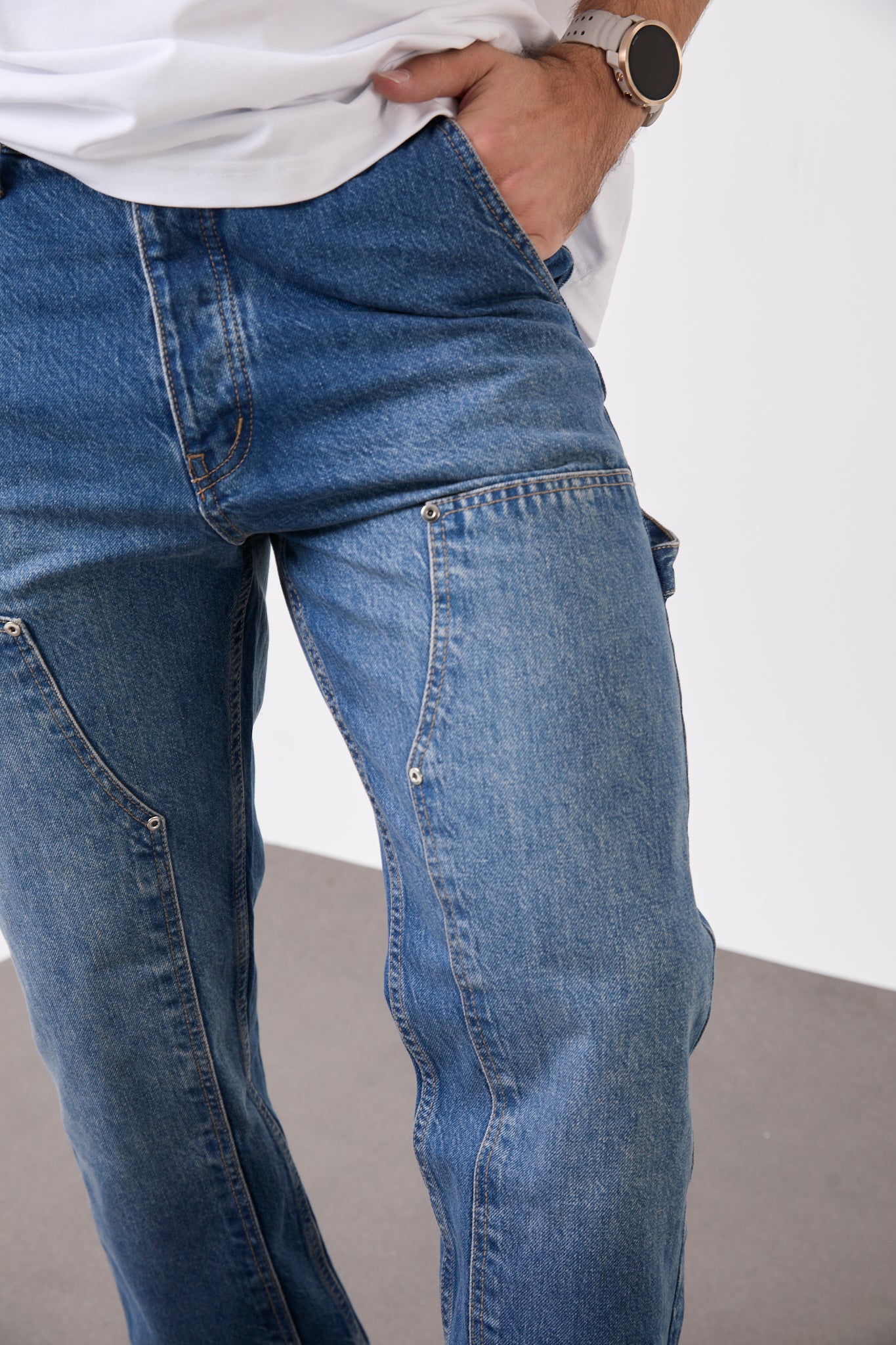 Men’s Blue Denim Jeans – Relaxed Fit Everyday Streetwear Pants-T-3133