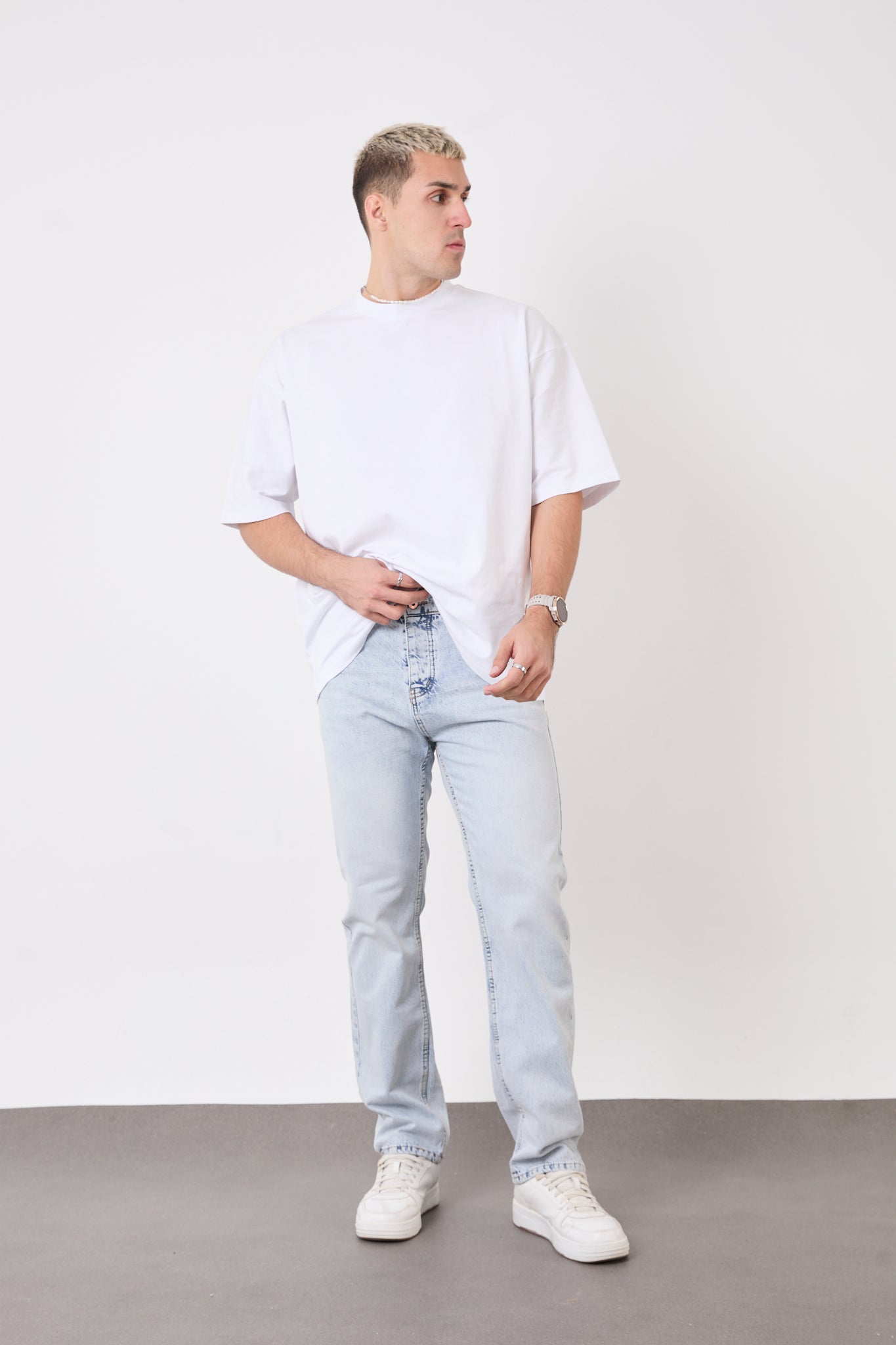 Men’s Light Blue Straight Jeans | Casual Everyday Fit-T-2445