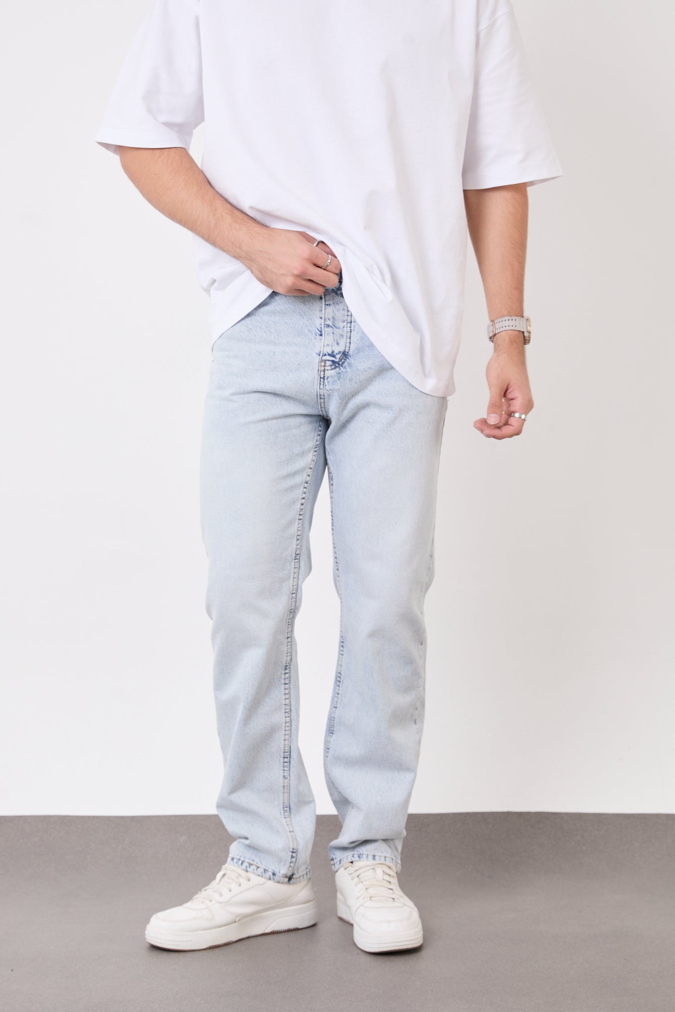 Men’s Light Blue Straight Jeans | Casual Everyday Fit-T-2445