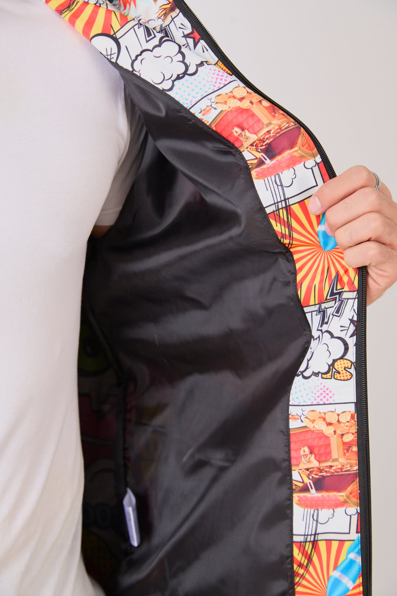 Unisex Comic Style Printed Windbreaker – Lightweight Hooded Pop Art Rain Jacket-R-1919