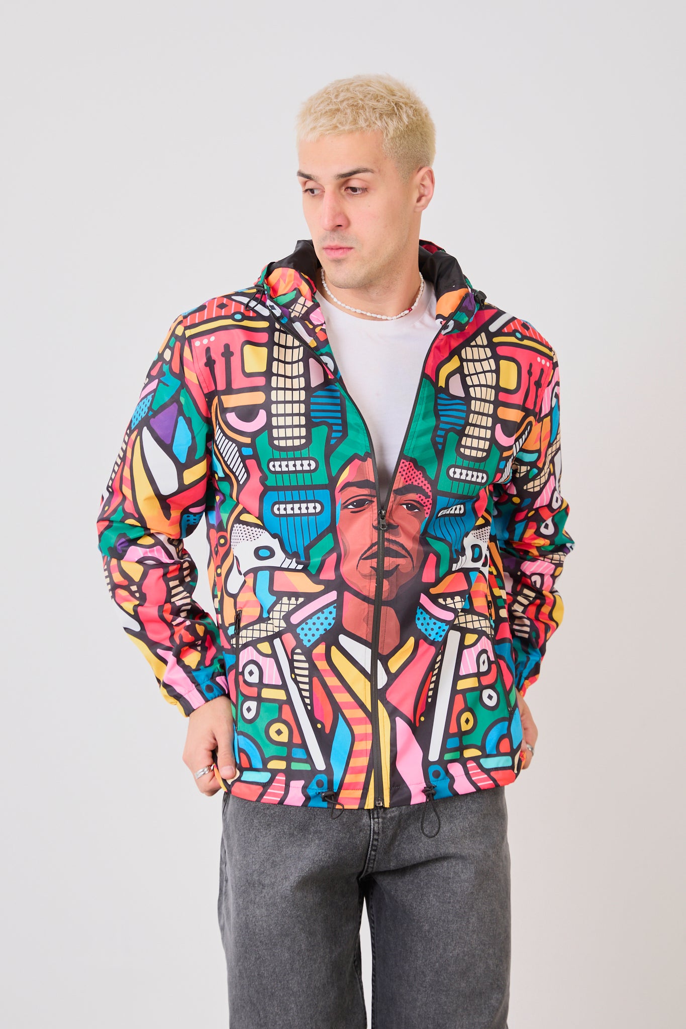 Unisex Abstract Art Print Windbreaker Jacket – Lightweight Zip-Up Rain Jacket-R-2440