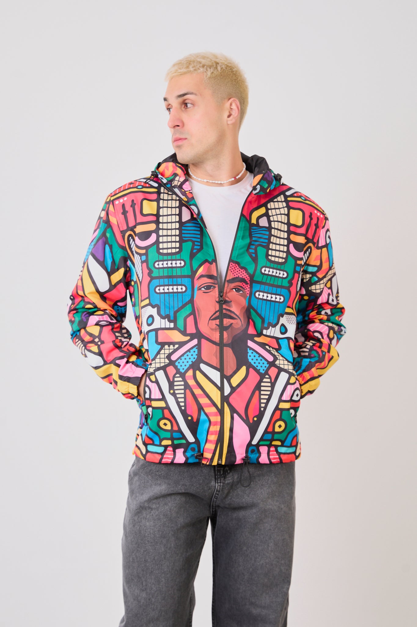 Unisex Abstract Art Print Windbreaker Jacket – Lightweight Zip-Up Rain Jacket-R-2440