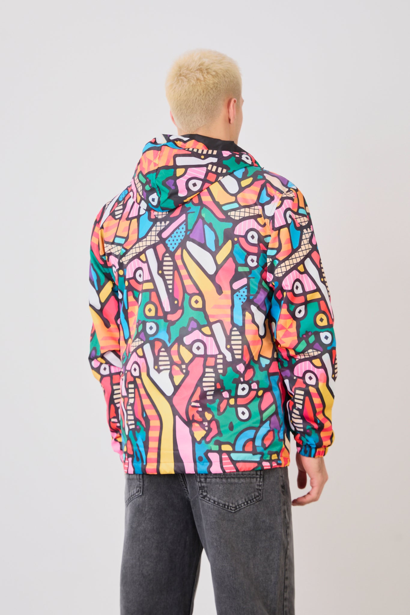 Unisex Abstract Art Print Windbreaker Jacket – Lightweight Zip-Up Rain Jacket-R-2440