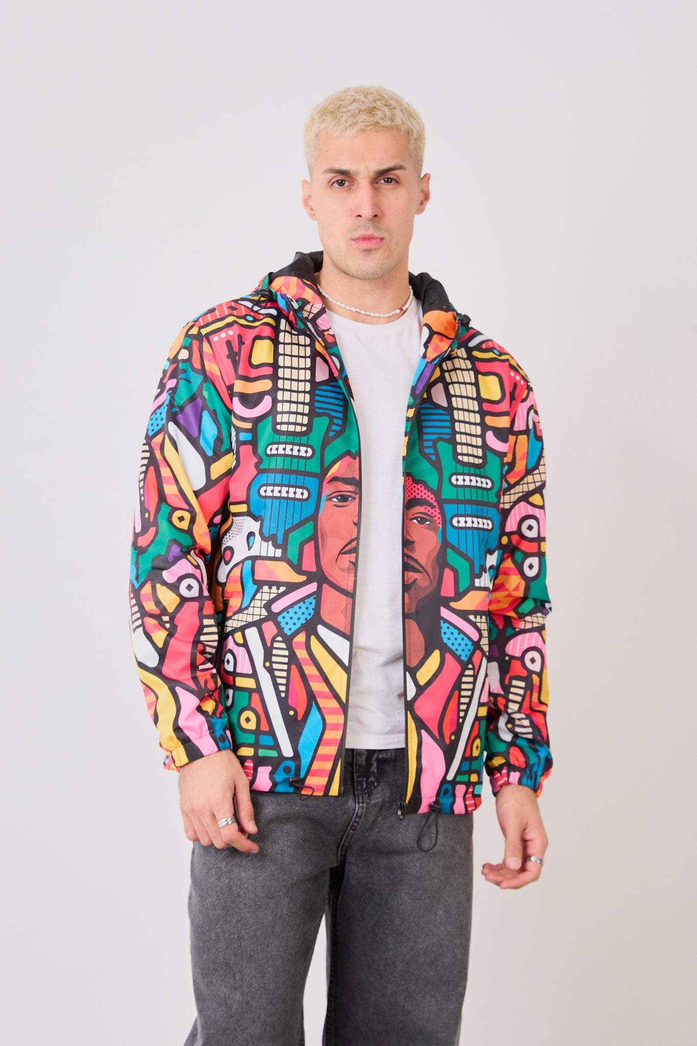 Unisex Abstract Art Print Windbreaker Jacket – Lightweight Zip-Up Rain Jacket-R-2440