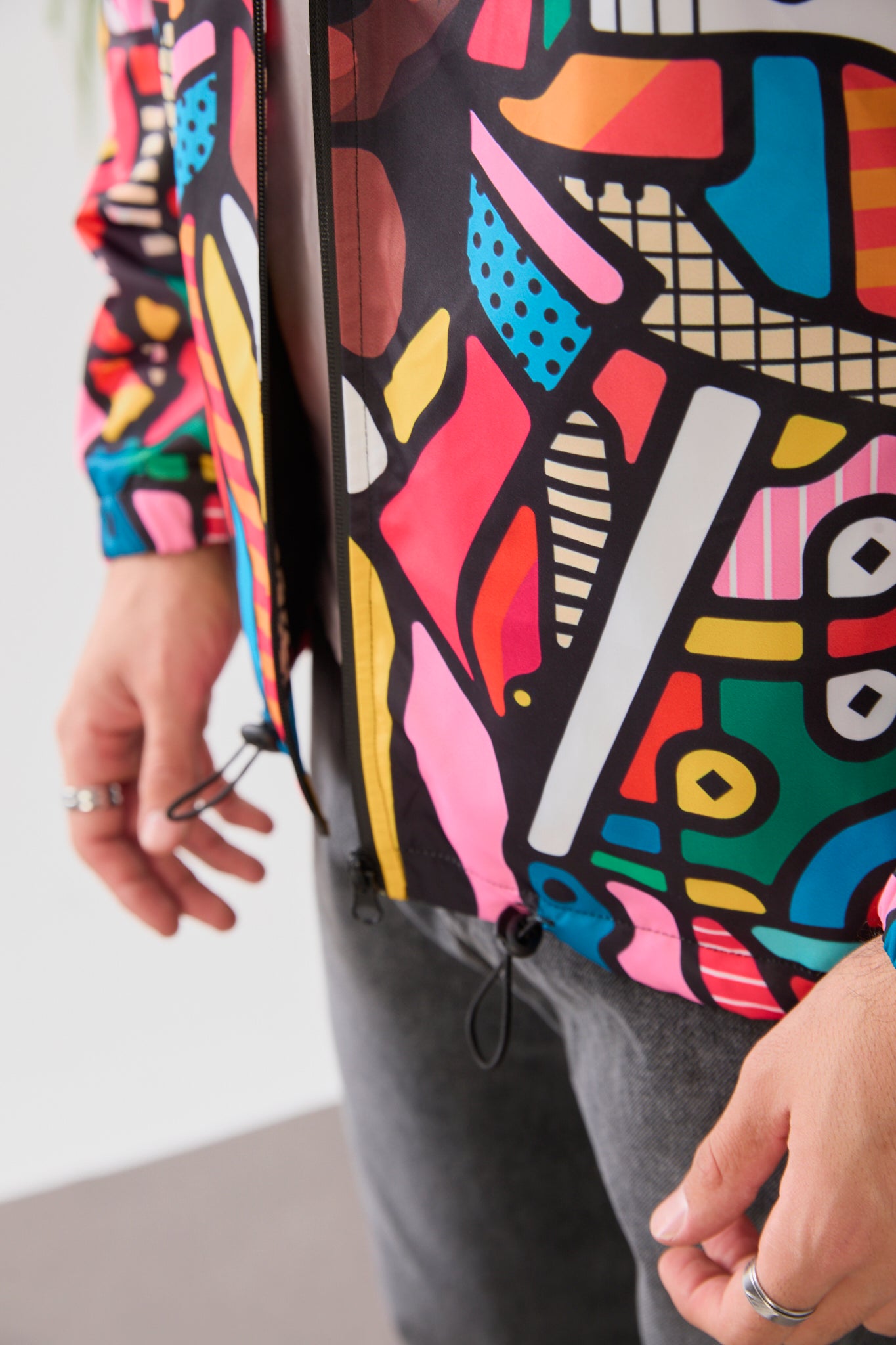 Unisex Abstract Art Print Windbreaker Jacket – Lightweight Zip-Up Rain Jacket-R-2440
