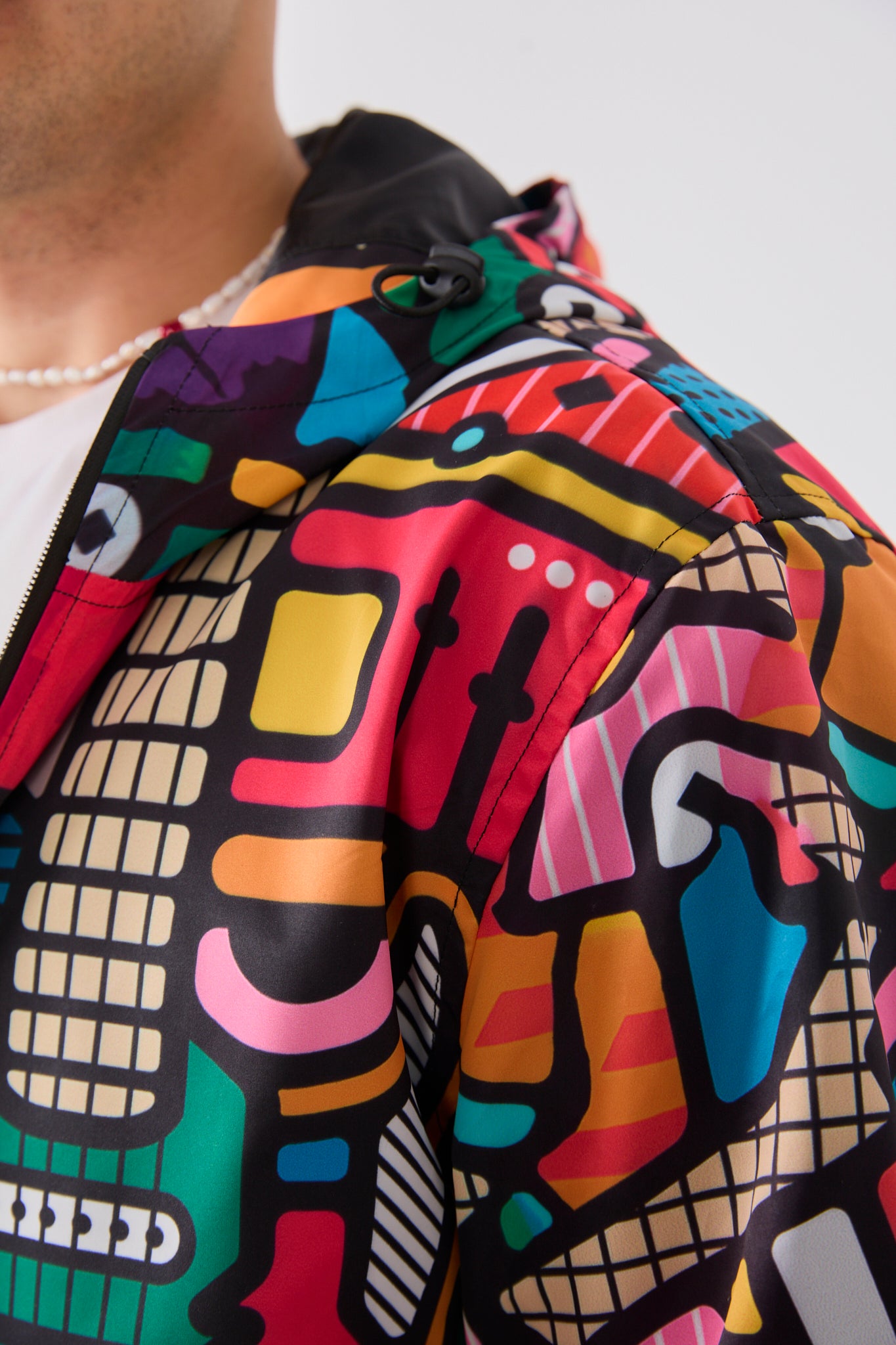 Unisex Abstract Art Print Windbreaker Jacket – Lightweight Zip-Up Rain Jacket-R-2440