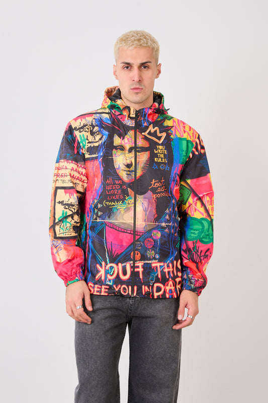 Unisex Graphic Print Hooded Rain Jacket