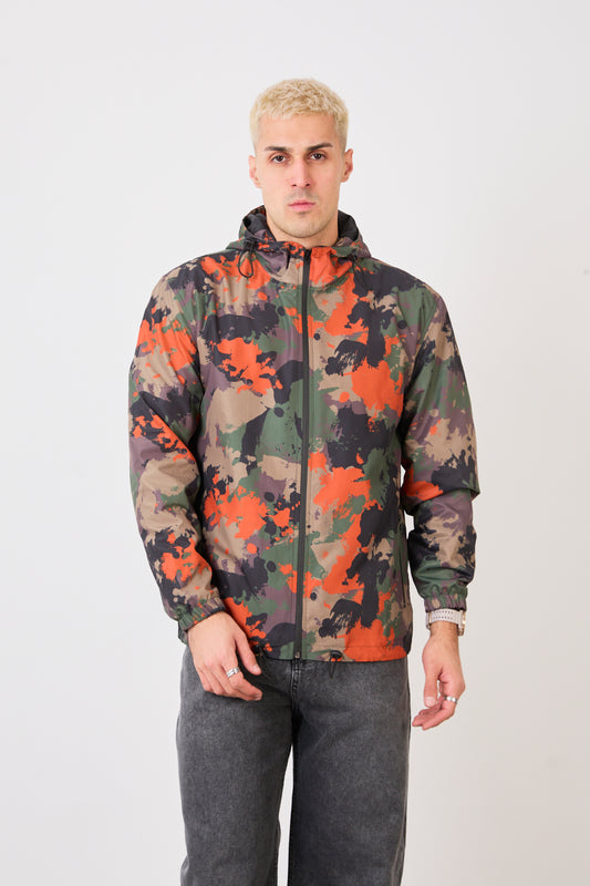 Unisex Camouflage Print Lightweight Hooded Rain Jacket
