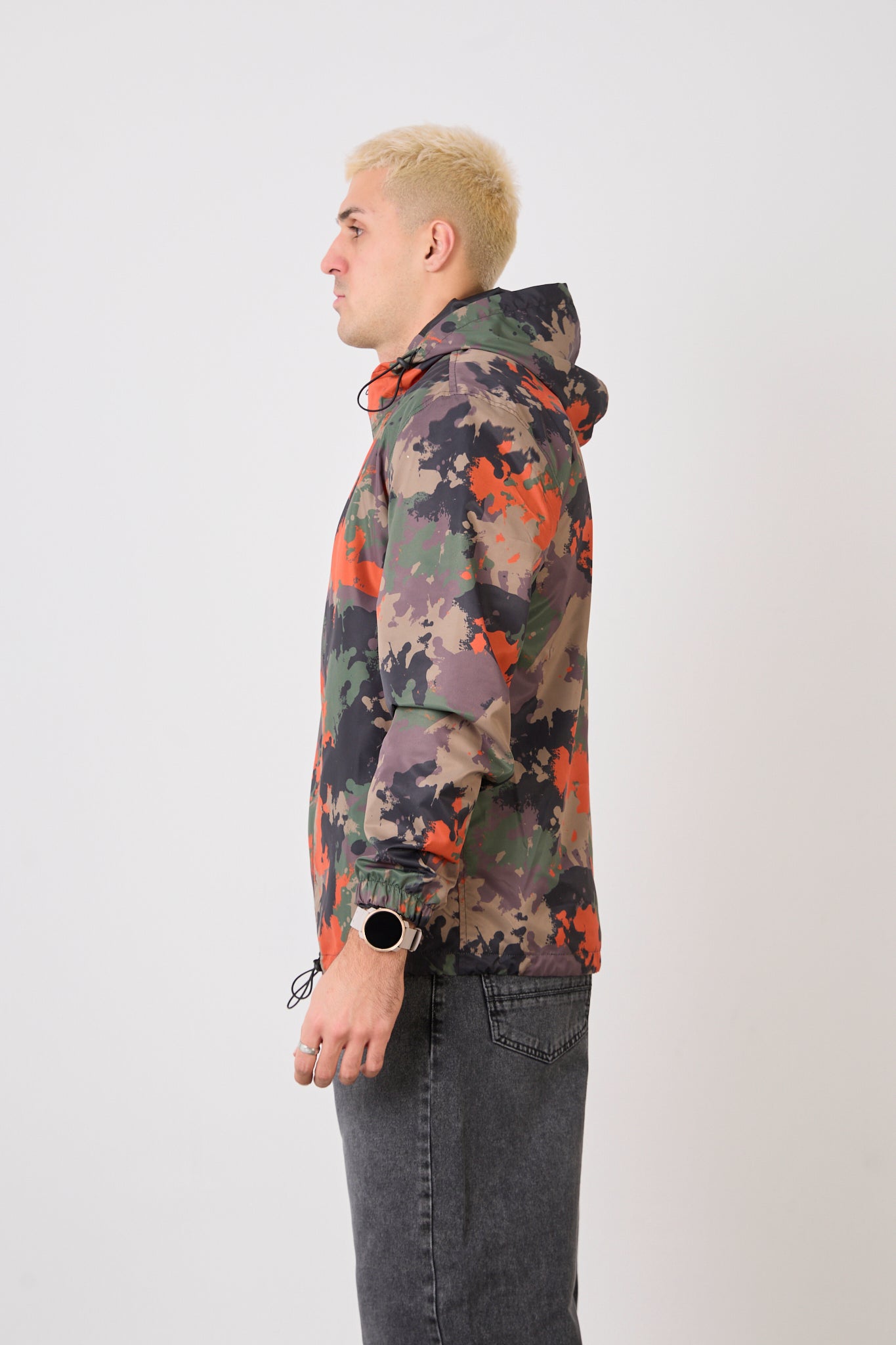 Unisex Camouflage Print Lightweight Hooded Rain Jacket-R-2442