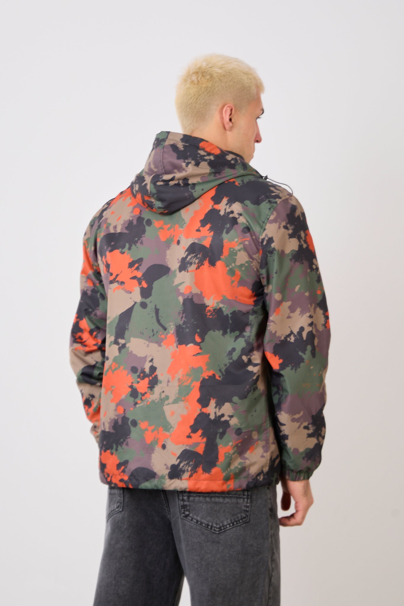 Unisex Camouflage Print Lightweight Hooded Rain Jacket-R-2442