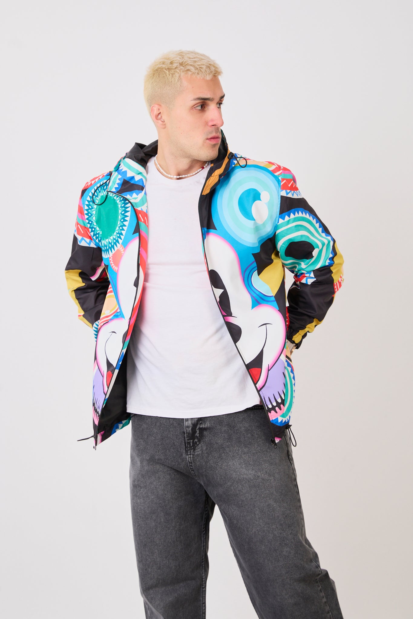 Unisex Graphic Print Hooded Rain Jacket – Bold Street Art Design-R-2270