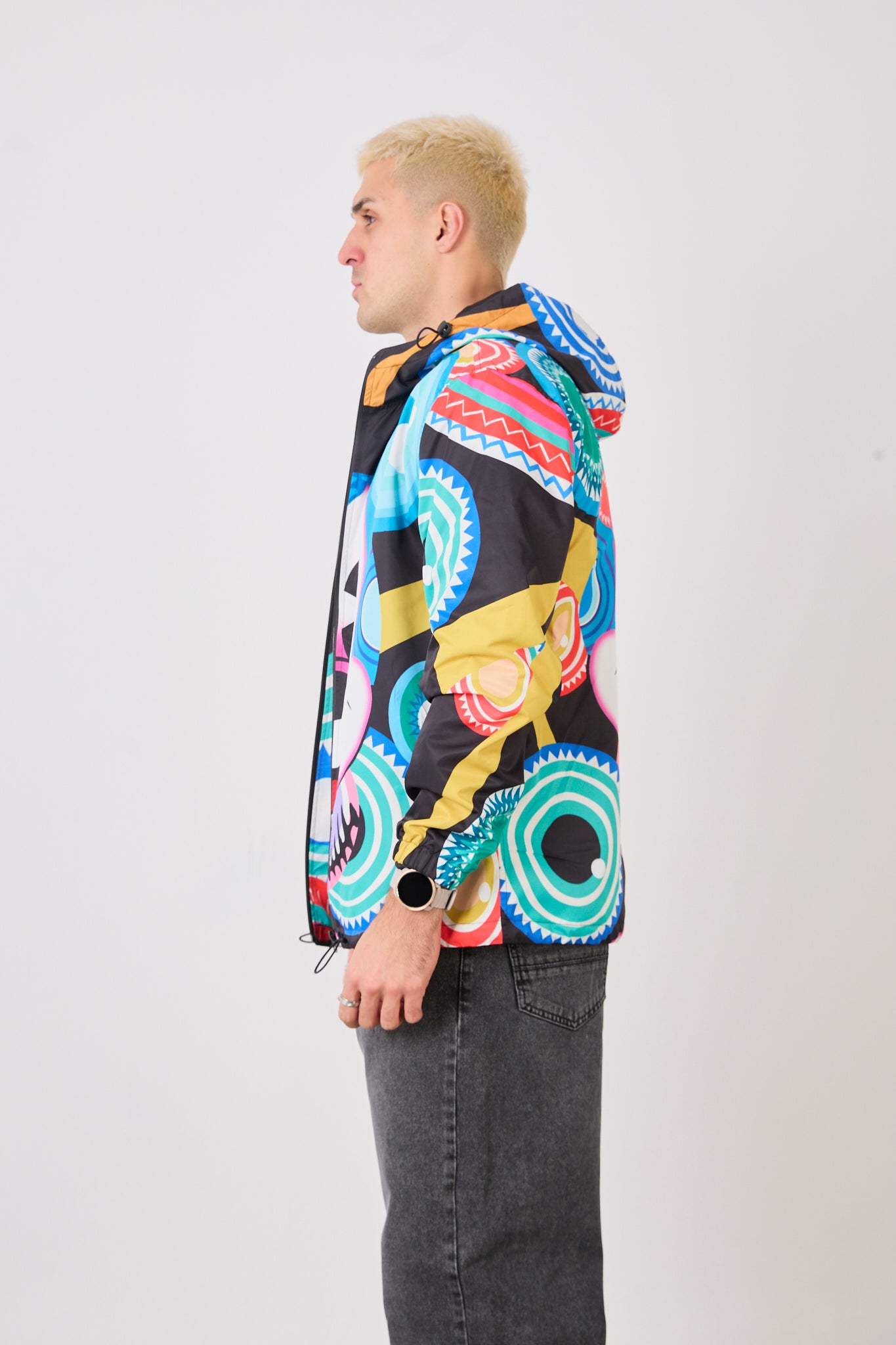 Unisex Graphic Print Hooded Rain Jacket – Bold Street Art Design-R-2270