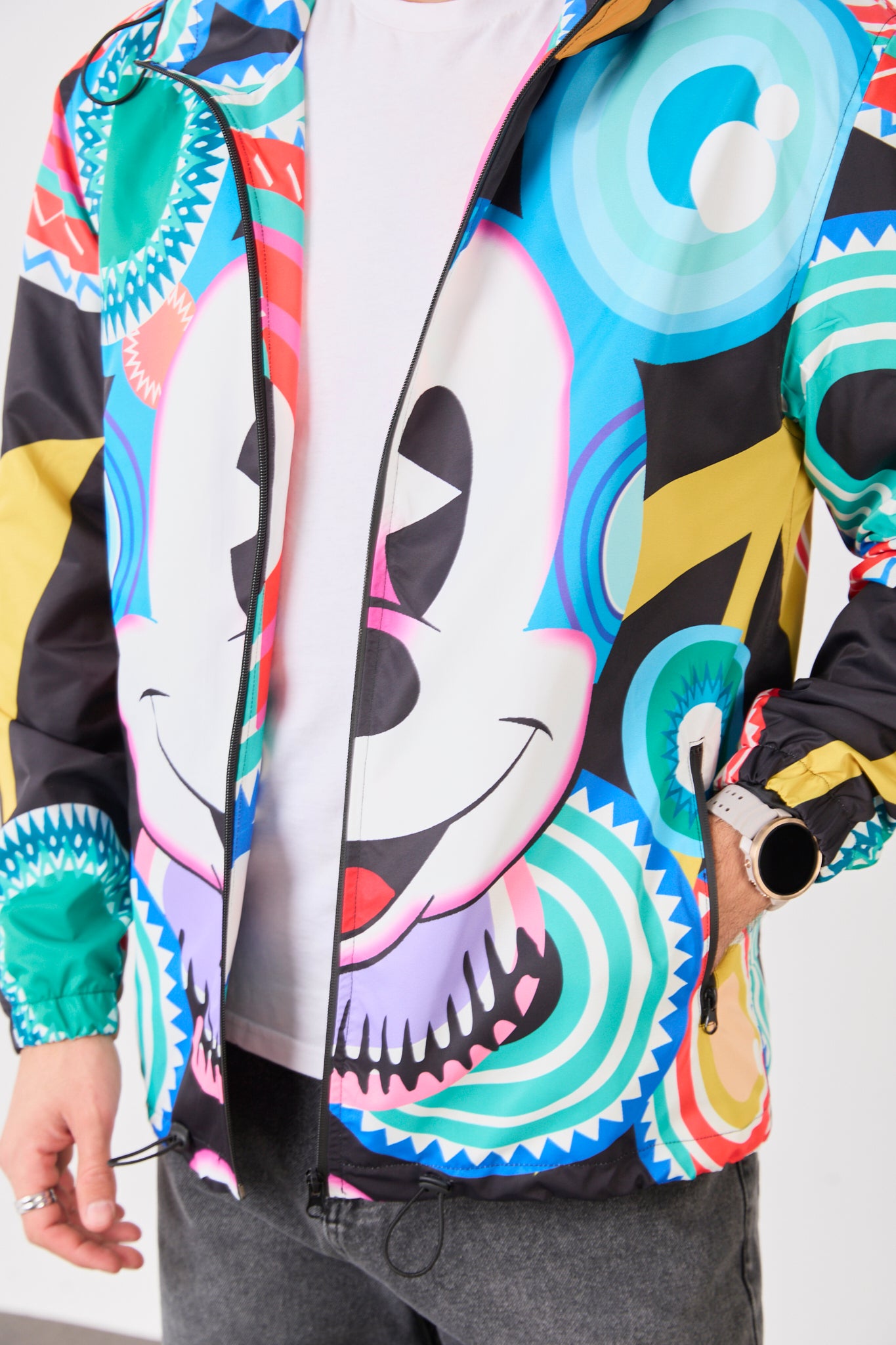 Unisex Graphic Print Hooded Rain Jacket – Bold Street Art Design-R-2270