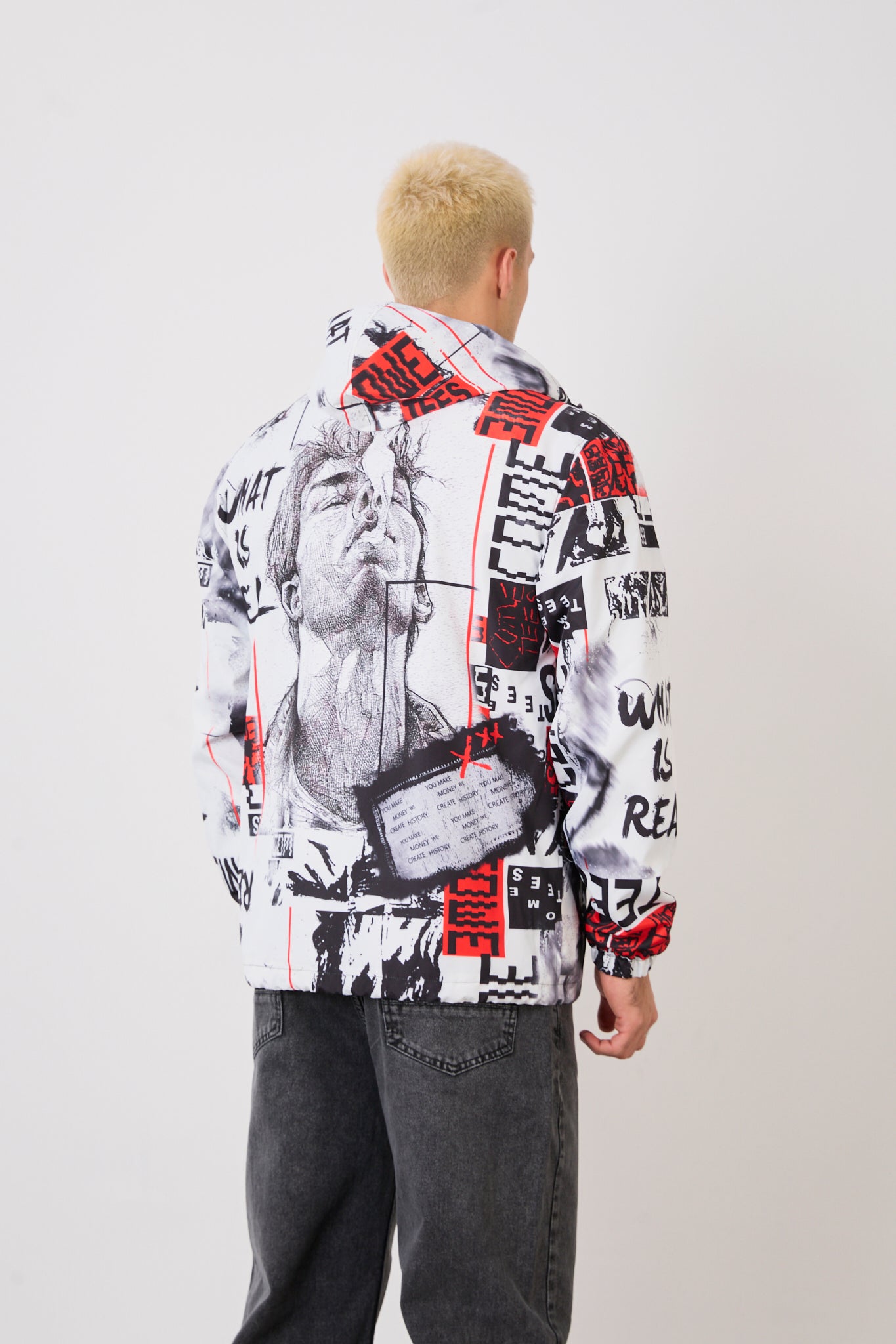 Unisex Graphic Print Hooded Rain Jacket – Waterproof Streetwear Style-R-2103