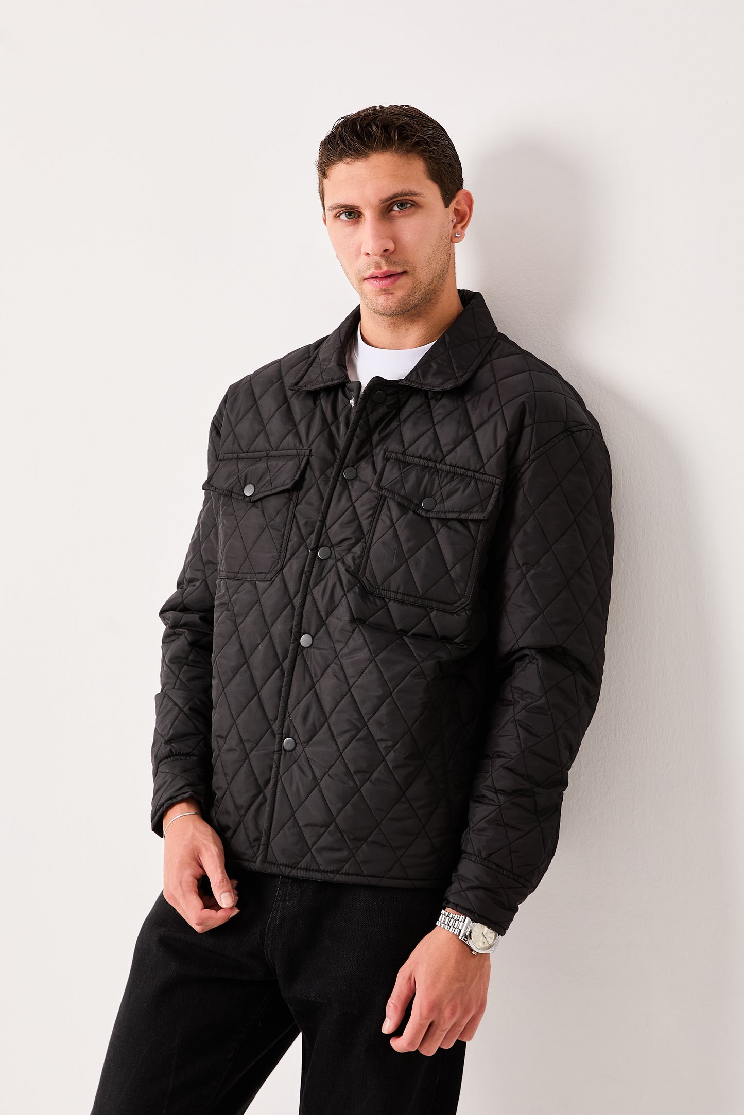 Men’s Lightweight Quilted Jacket – Snap Front, Smart Casual Style-X-2019