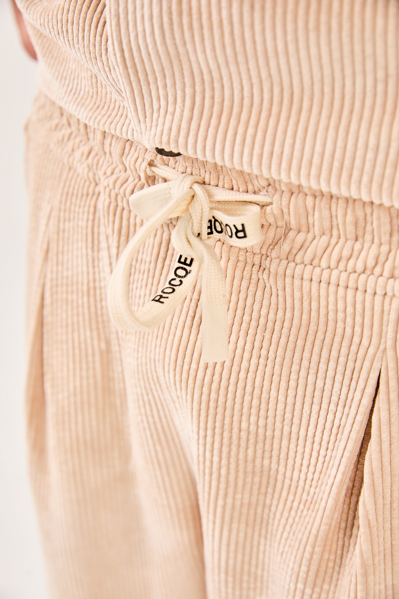 Men’s Beige Corduroy Pants – Elastic Waist, Relaxed Fit-X-1004