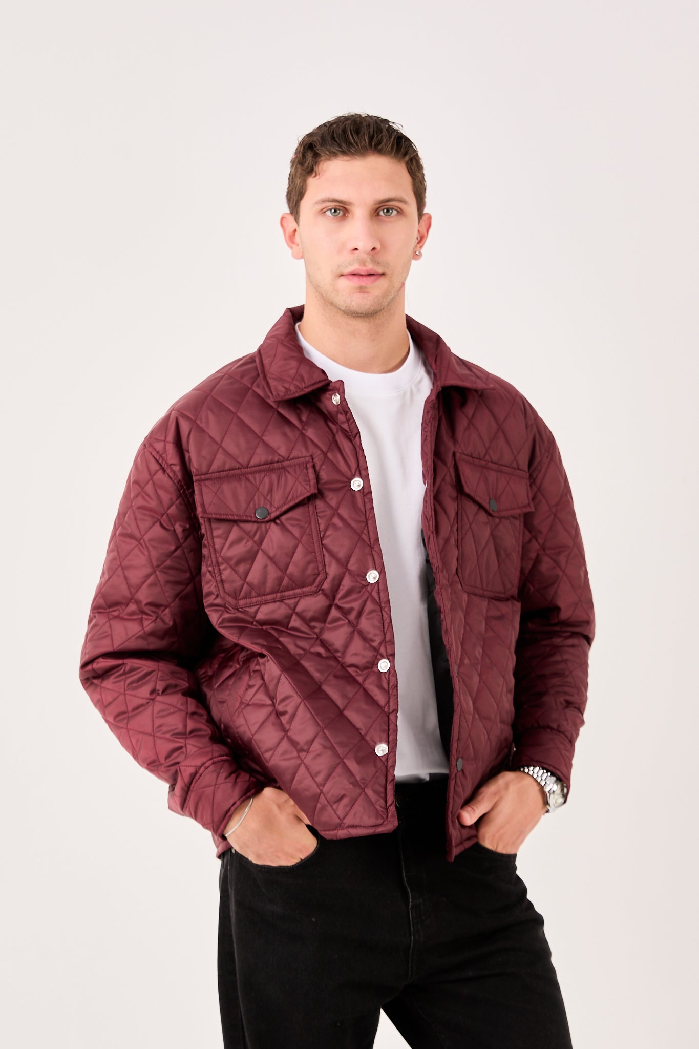 Men’s Lightweight Quilted Jacket – Snap Front, Smart Casual Style-X-2019