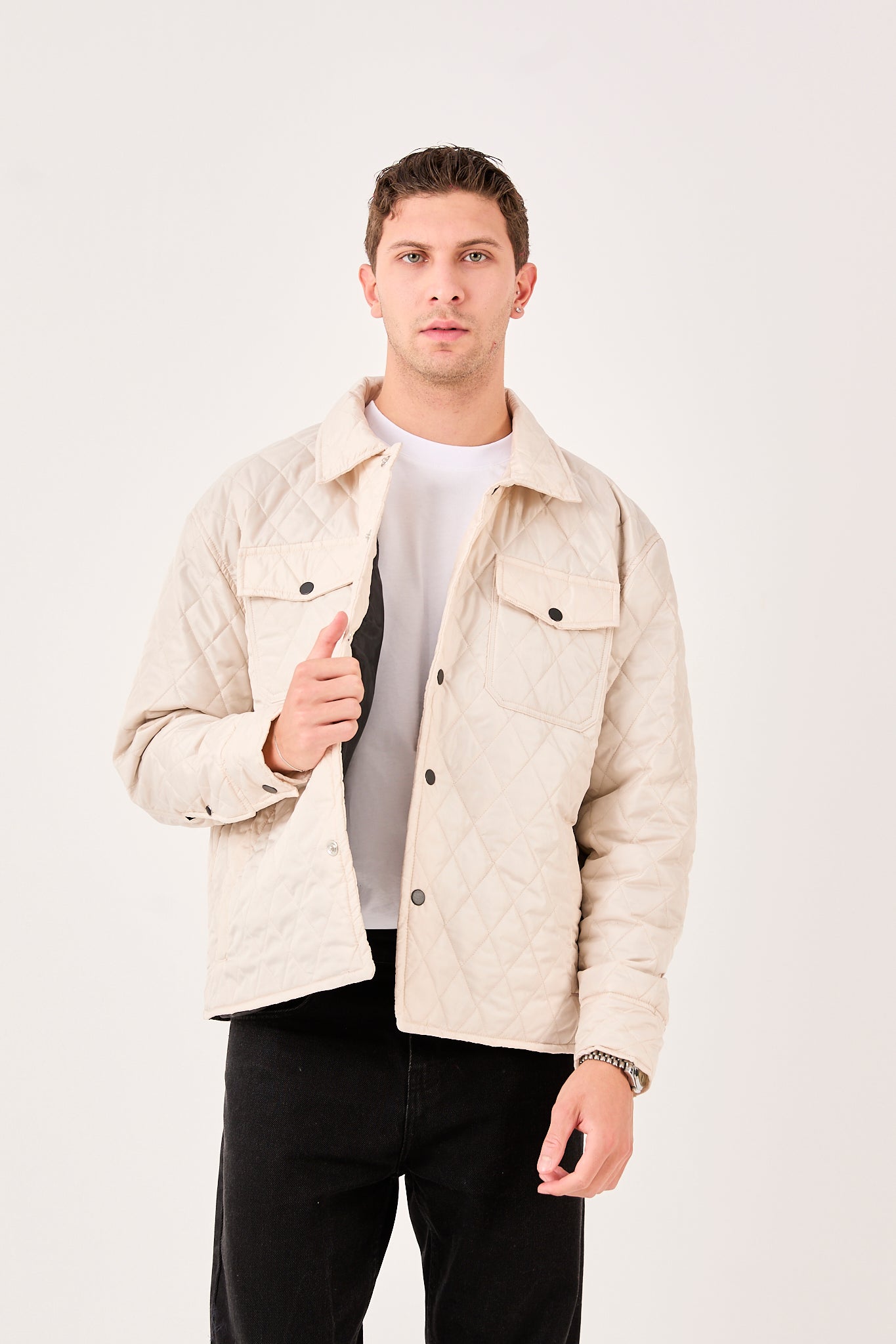 Men’s Lightweight Quilted Jacket – Snap Front, Smart Casual Style-X-2019
