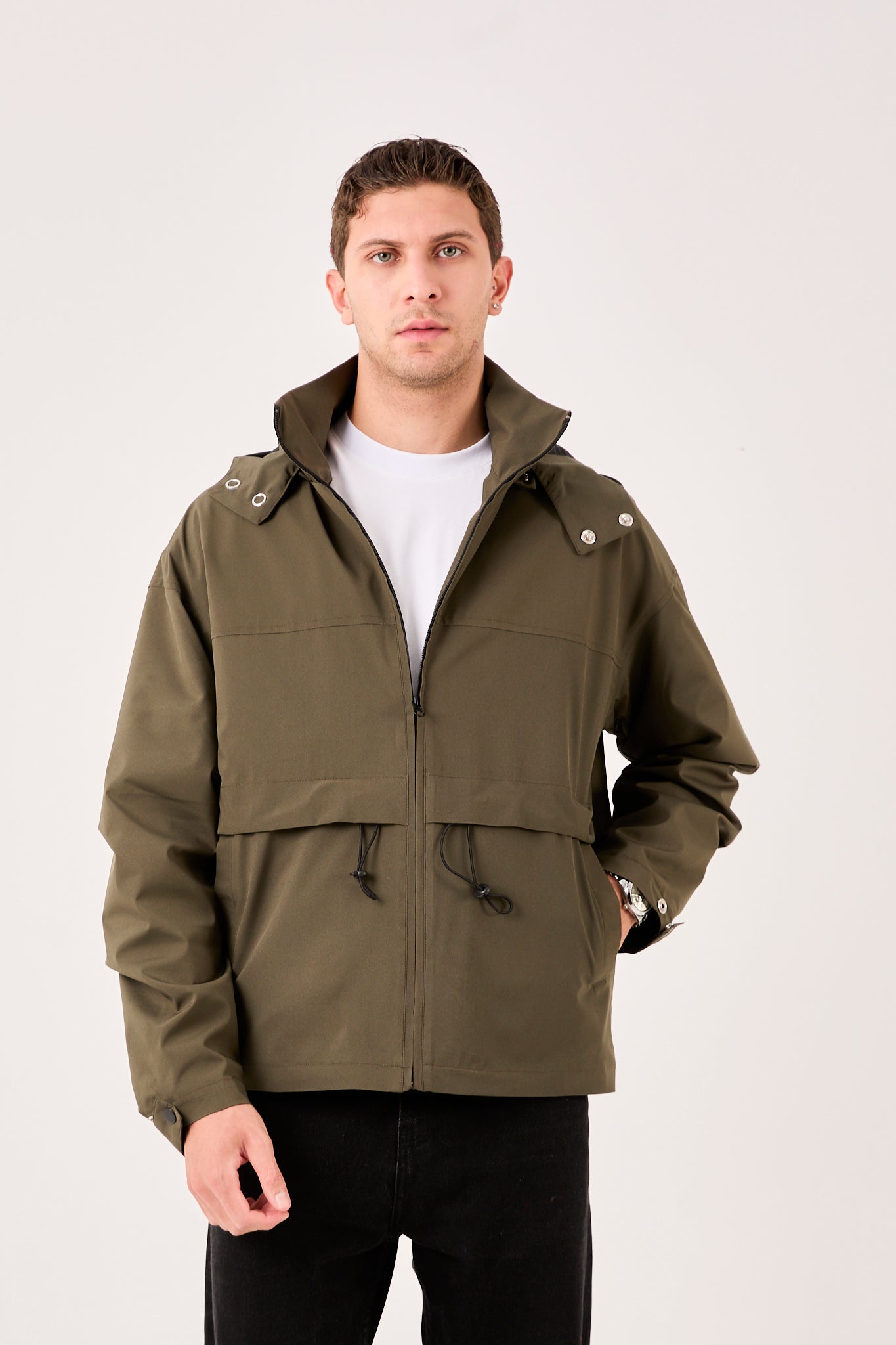 Men's Hooded Rain Jacket – Lightweight Windbreaker Coat – X-2010