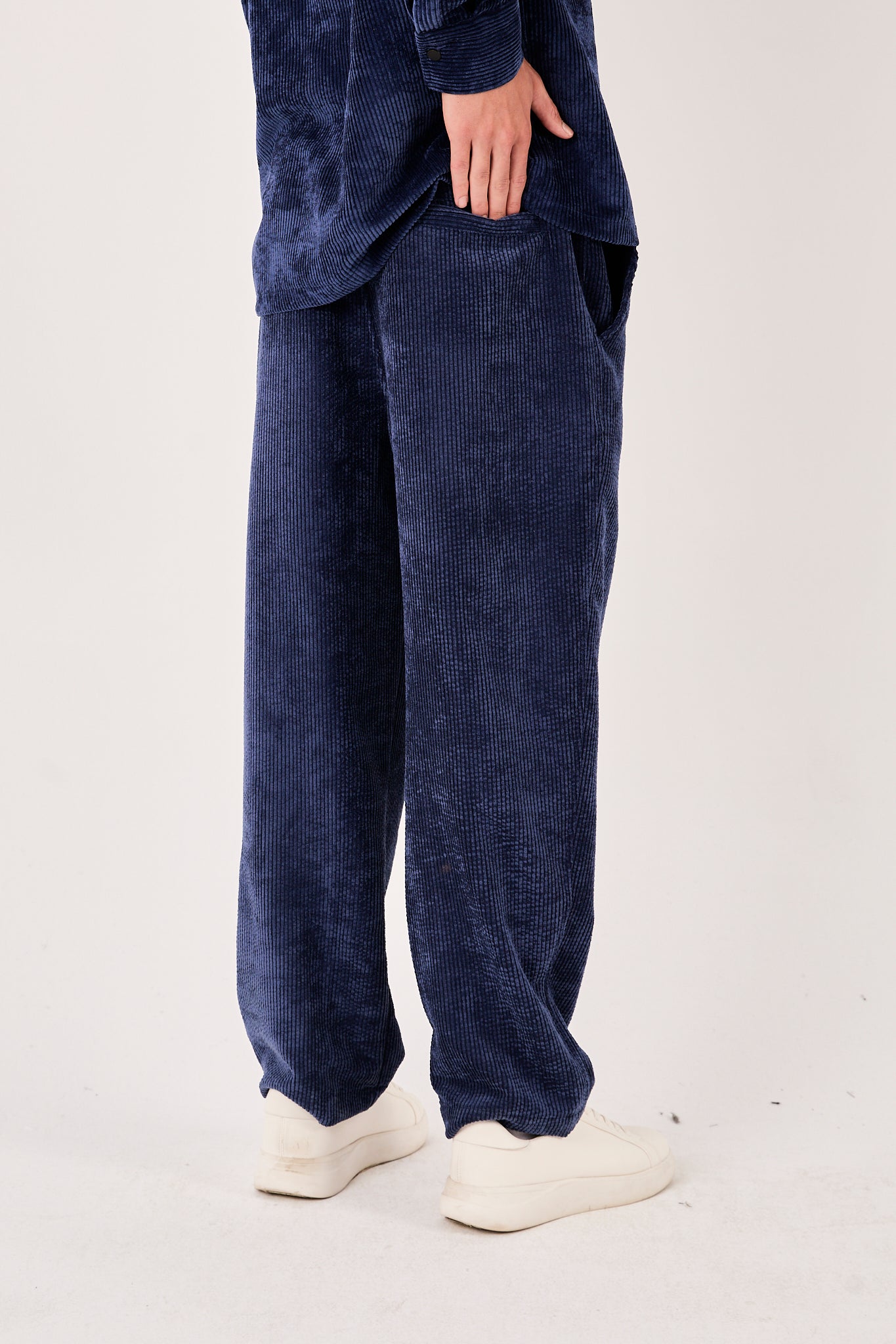 Men’s Navy Corduroy Pants – Elastic Waist, Relaxed Fit-X-1004