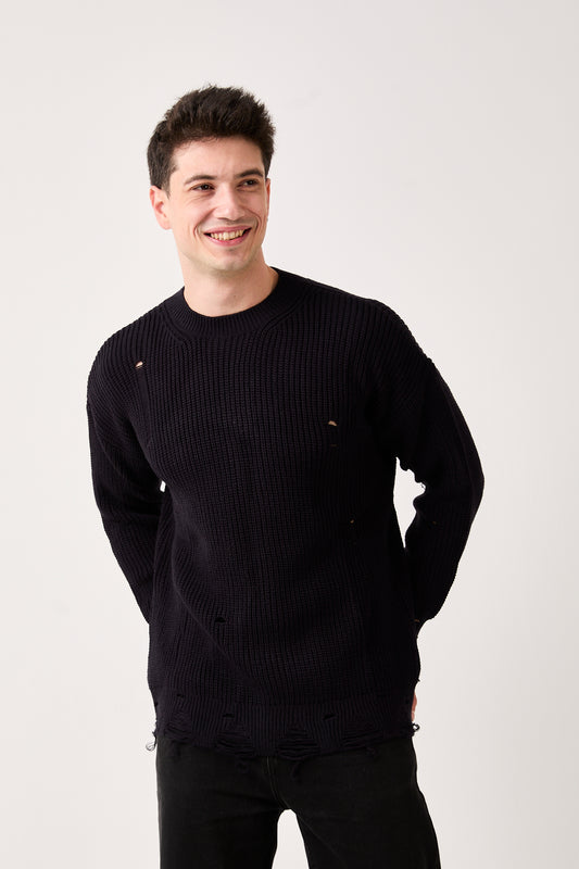 Distressed Knit Jumper – Relaxed Fit – X-07
