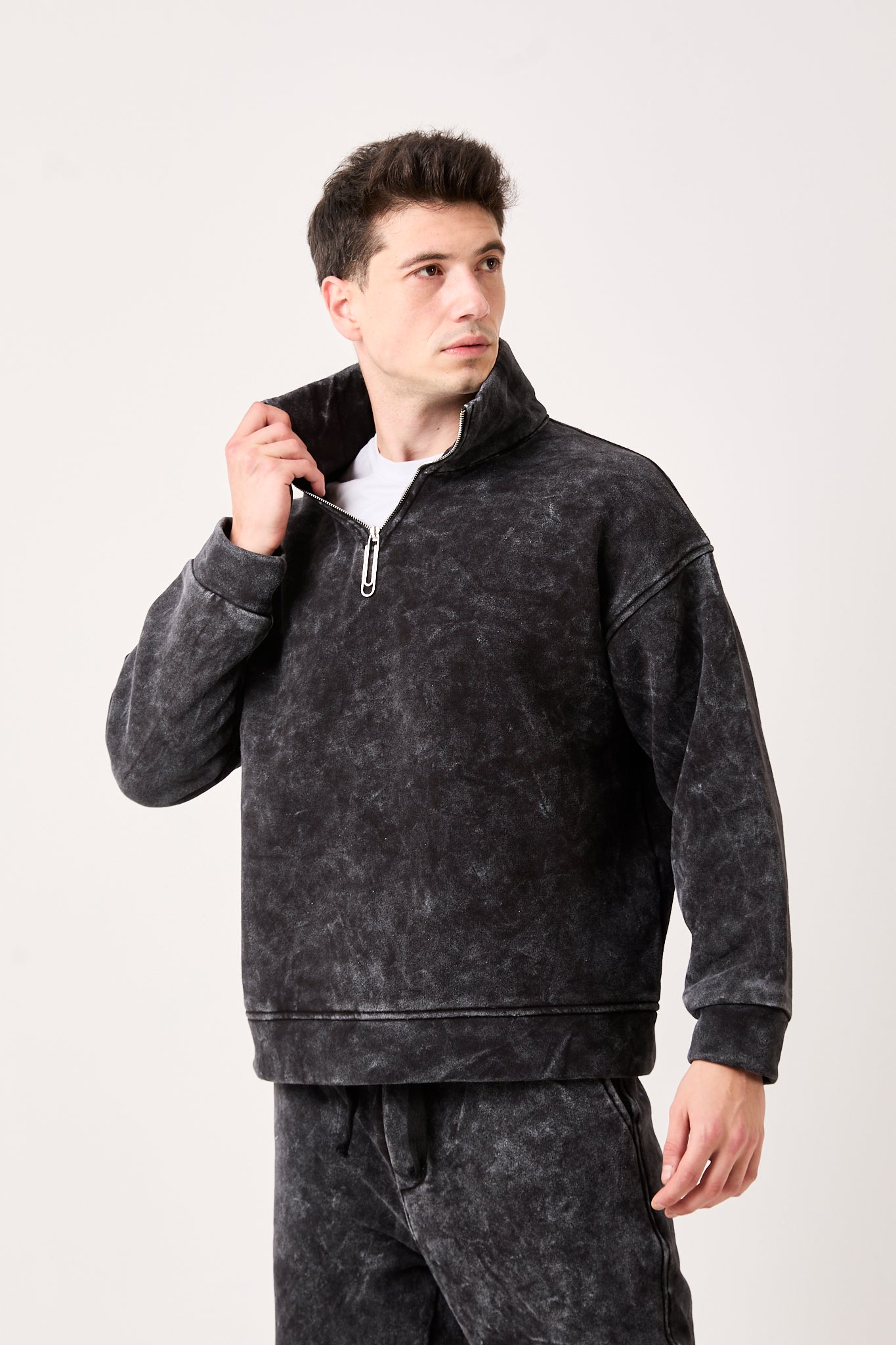 Men’s Vintage-Washed Brushed Fleece Half-Zip-X-4002