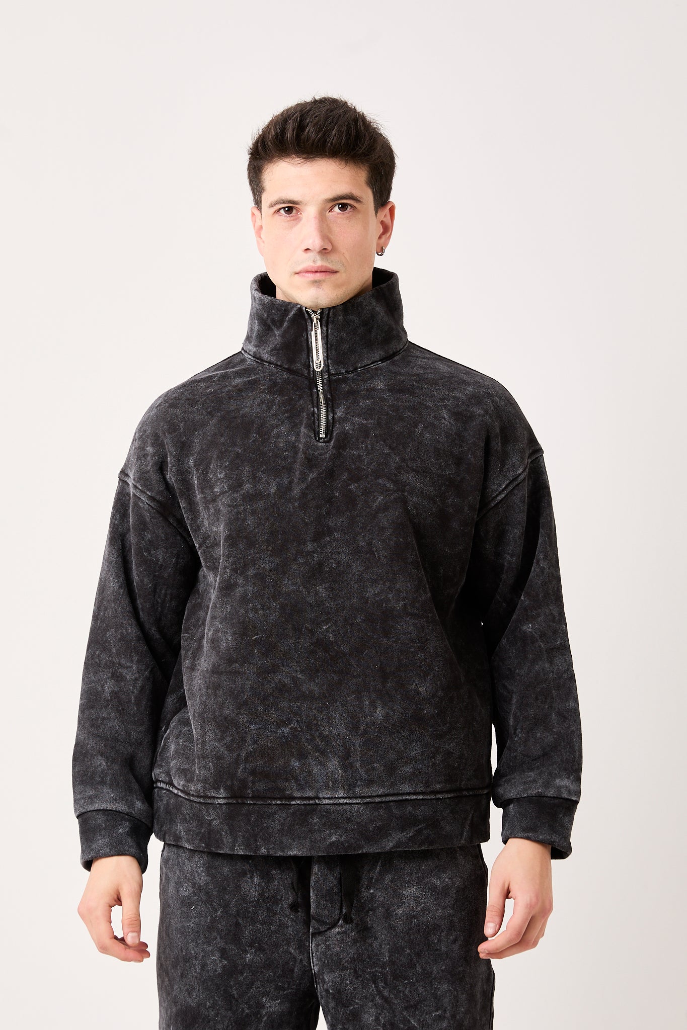 Men’s Vintage-Washed Brushed Fleece Half-Zip-X-4002
