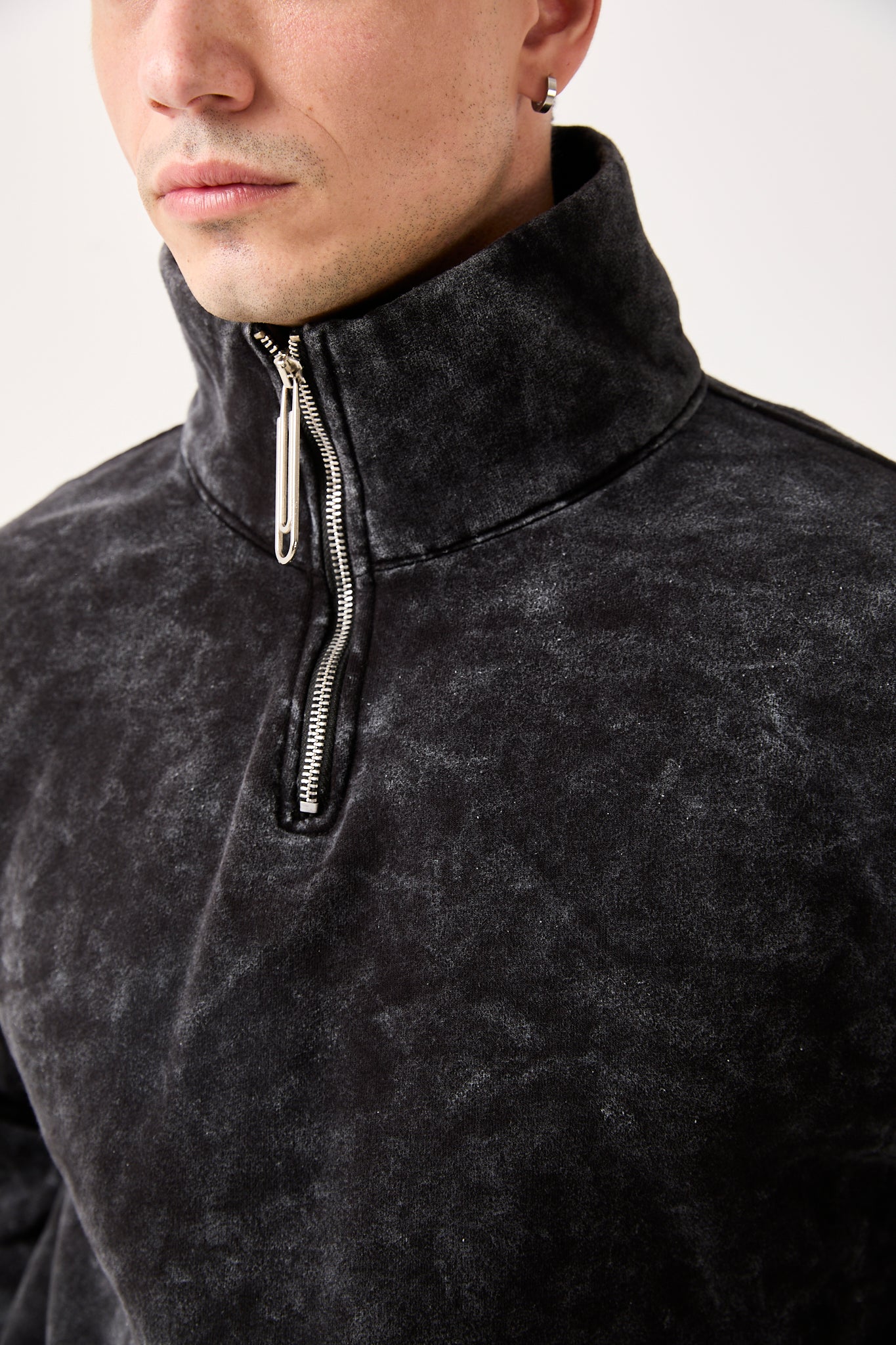 Men’s Vintage-Washed Brushed Fleece Half-Zip-X-4002