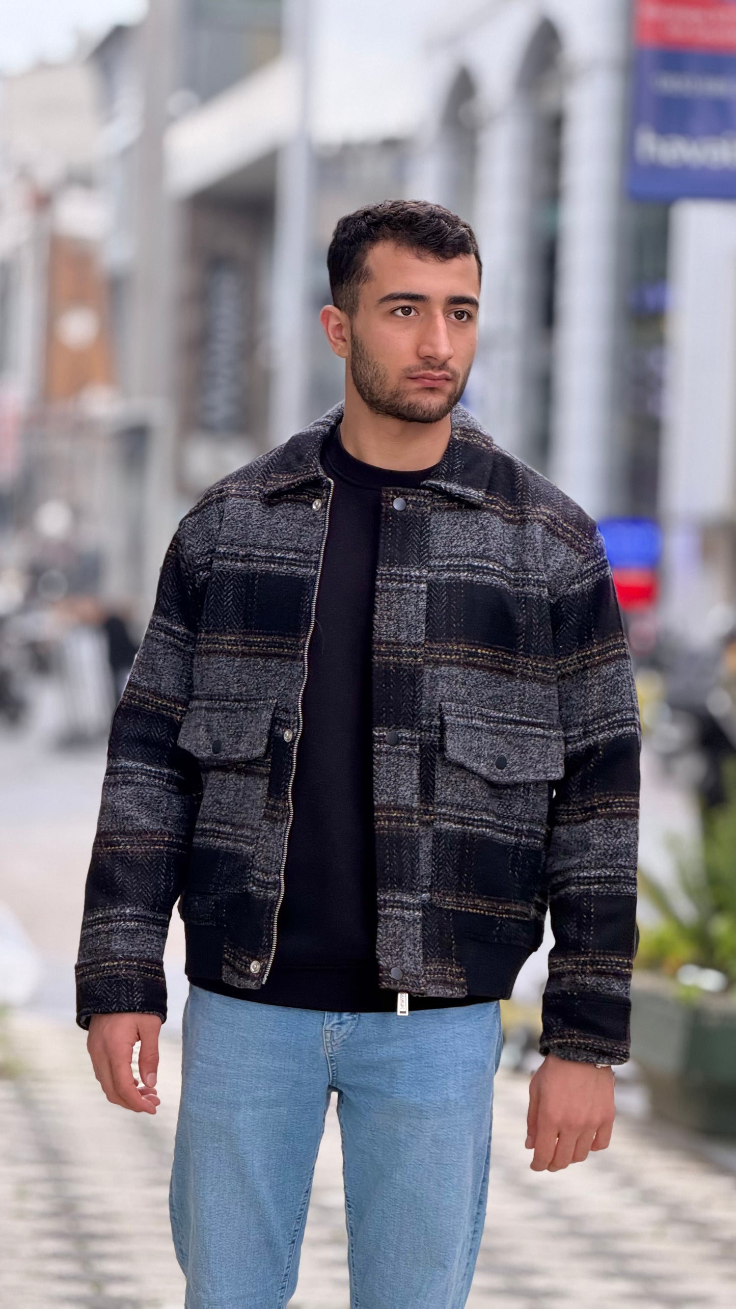 Men's Wool Blend Checked Jacket – X-2036