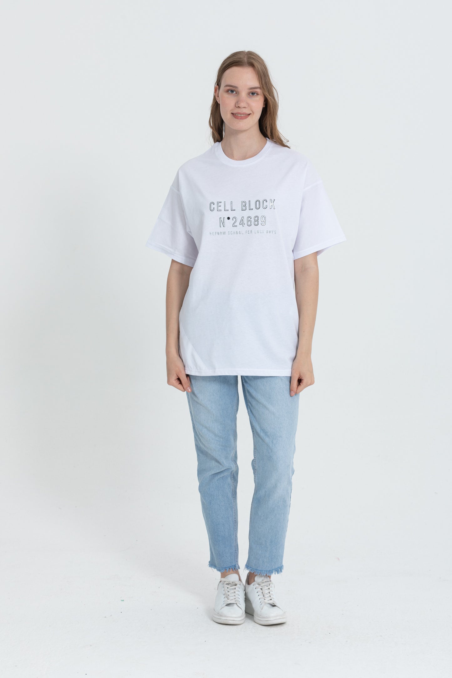 Crew Neck “Cell Block” Printed T-Shirt R-5703