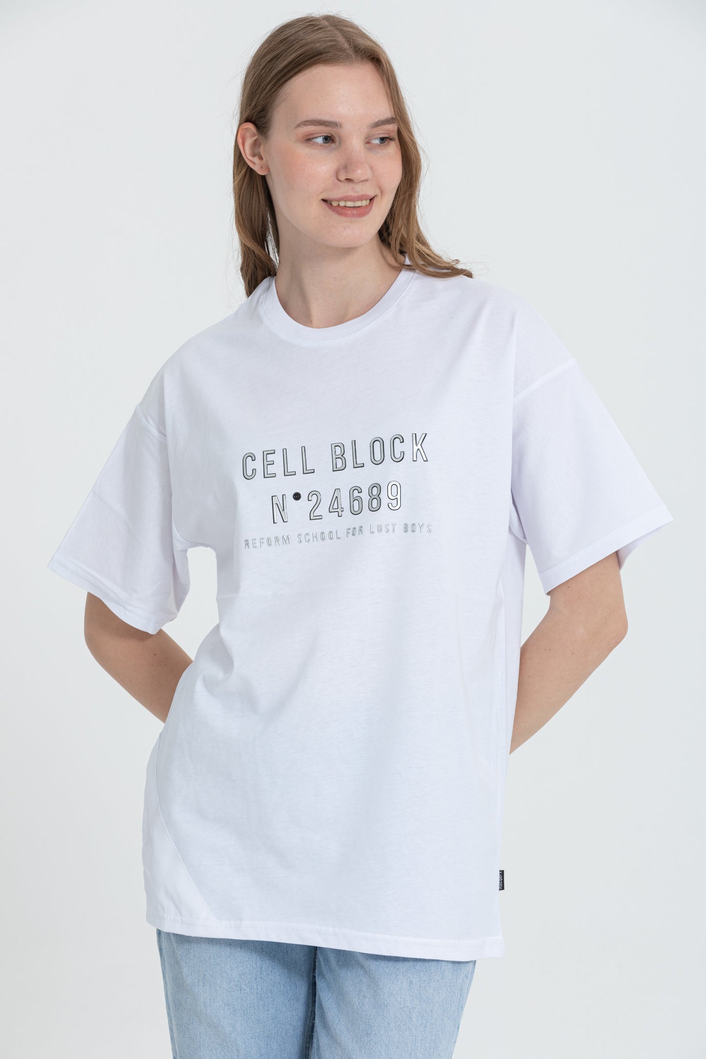 Crew Neck “Cell Block” Printed T-Shirt R-5703