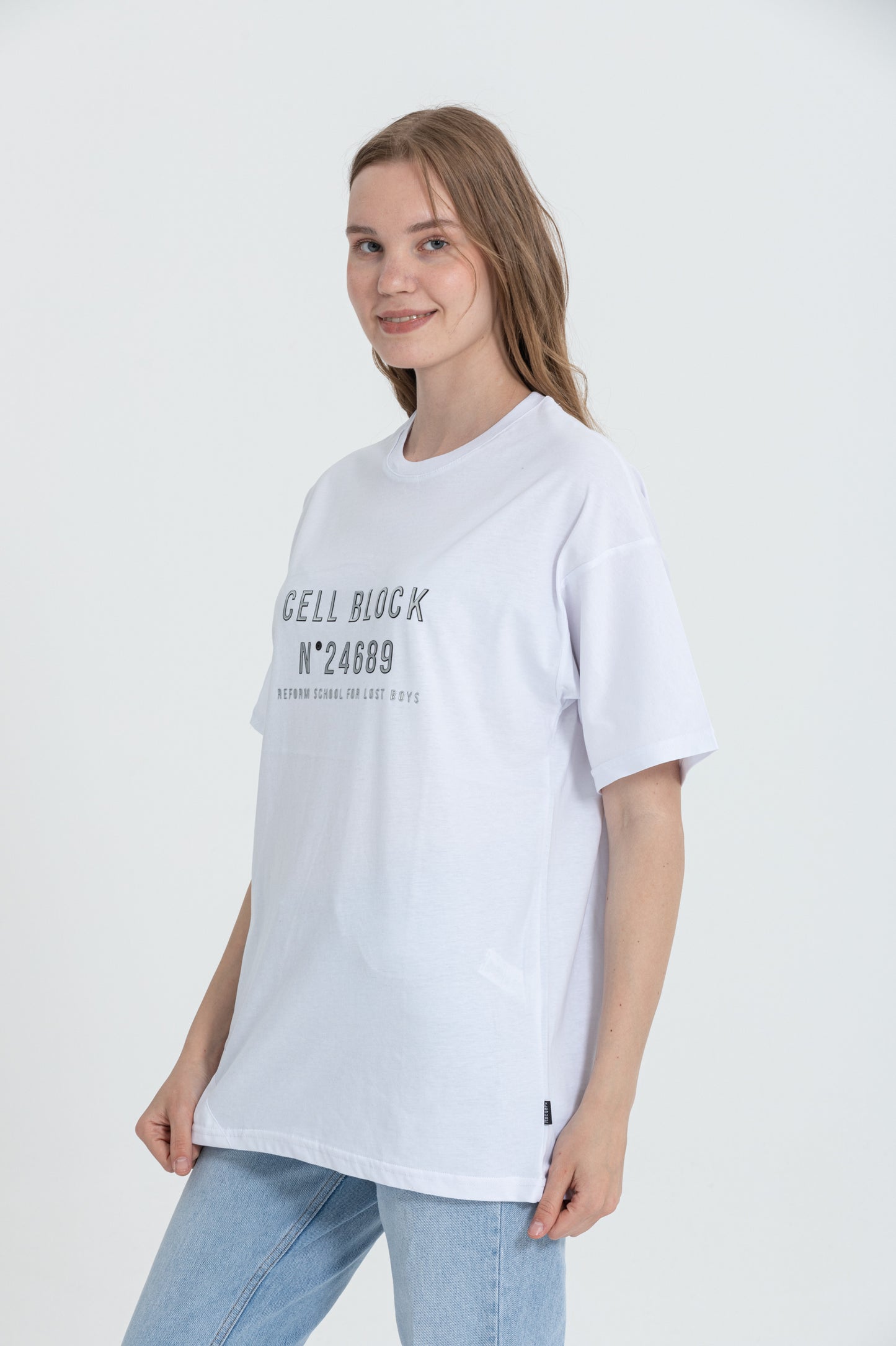 Crew Neck “Cell Block” Printed T-Shirt R-5703