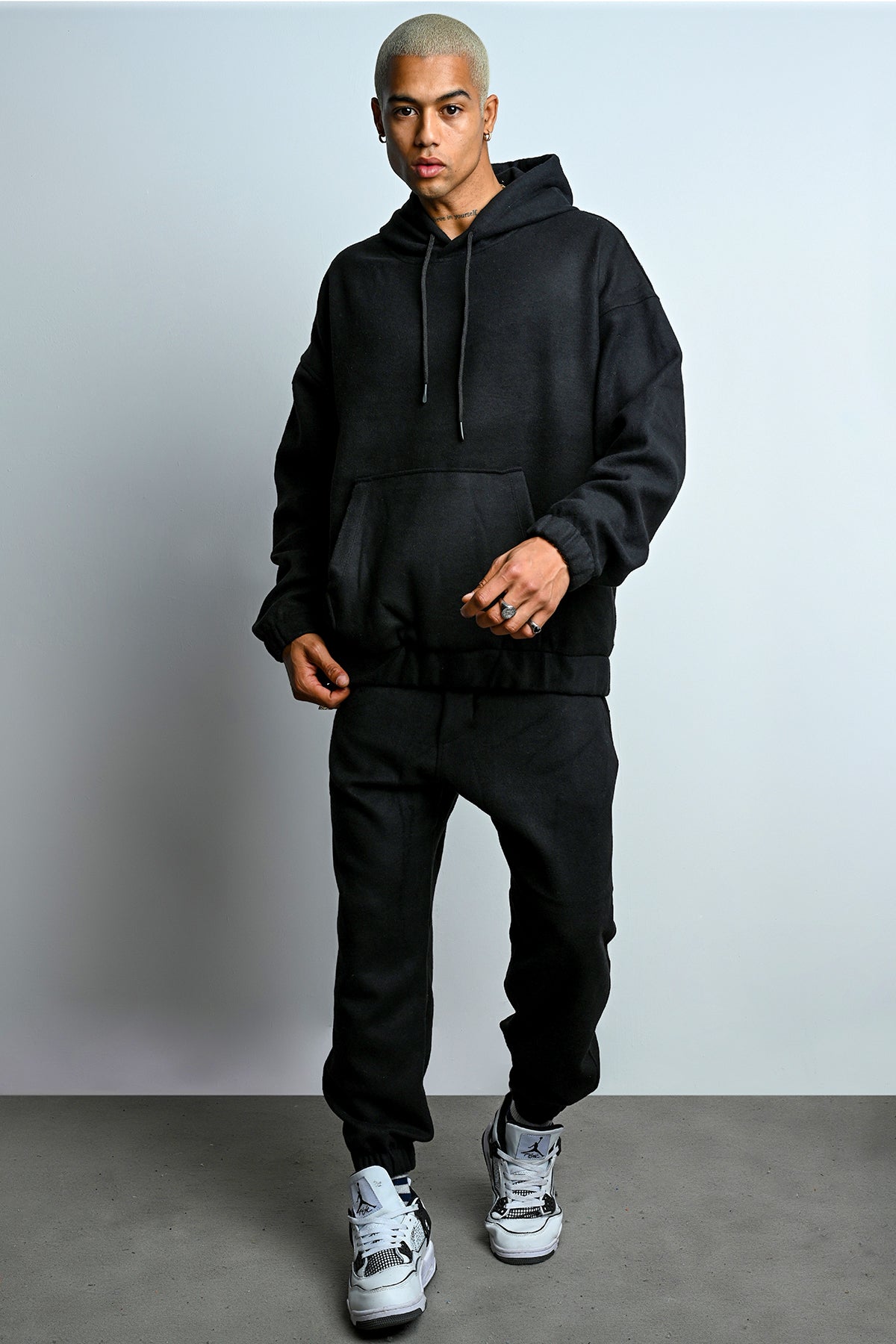 Unisex Hooded Tracksuit Set with Kangaroo Pocket – |R-5673-4283|