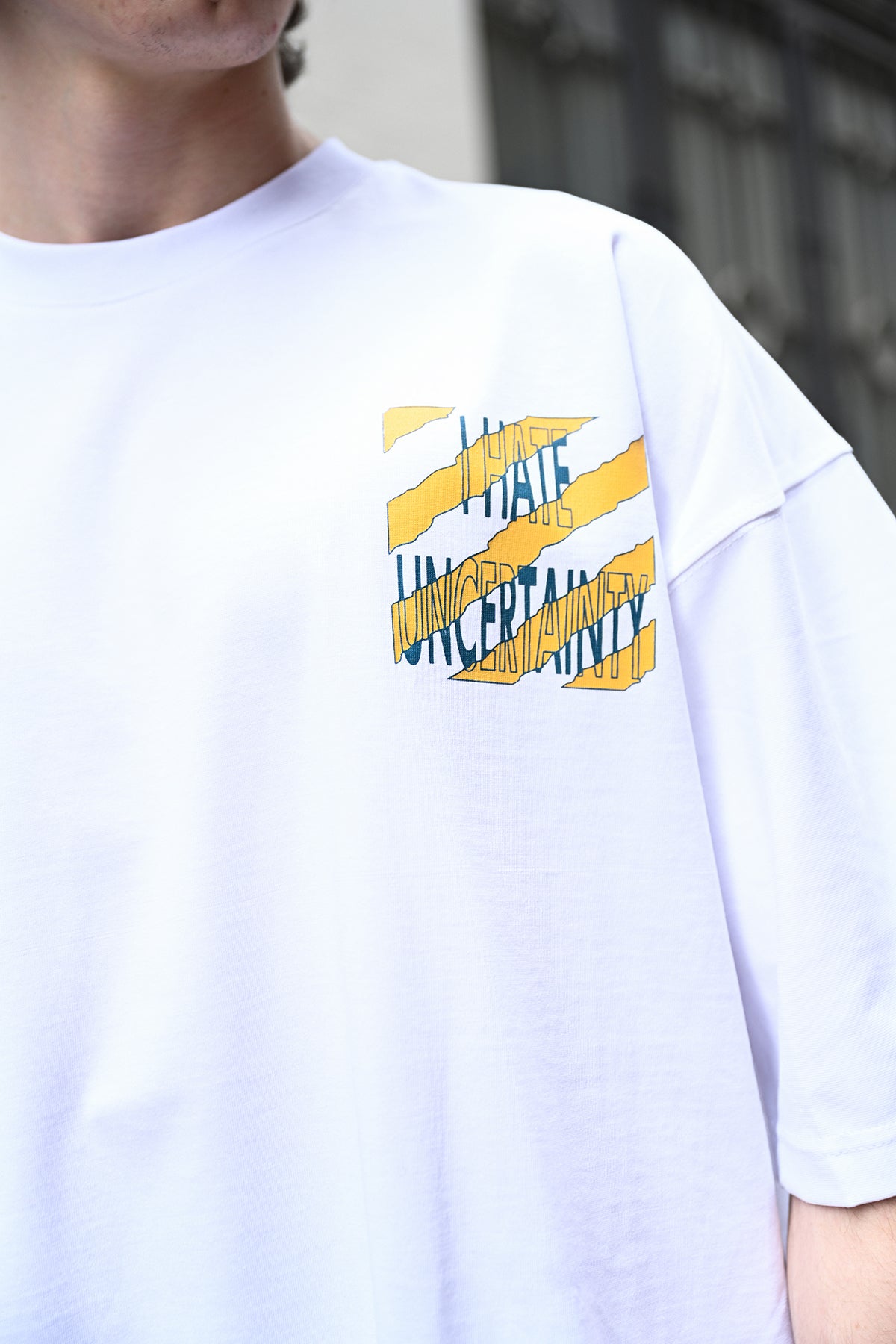 I Hate Uncertainty Printed Oversized T-Shirt R-5789
