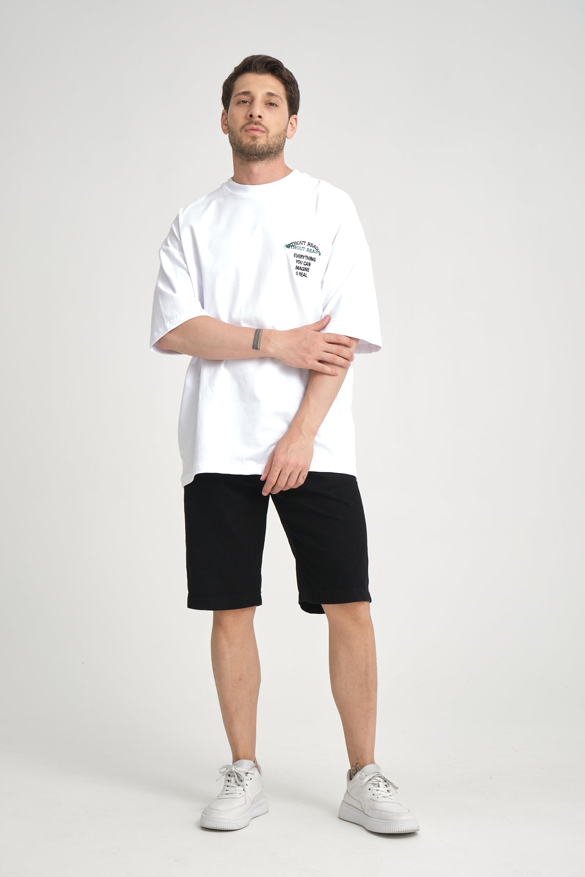 "CREATE" Back Patch Embroidered Oversized T-Shirt R-5817